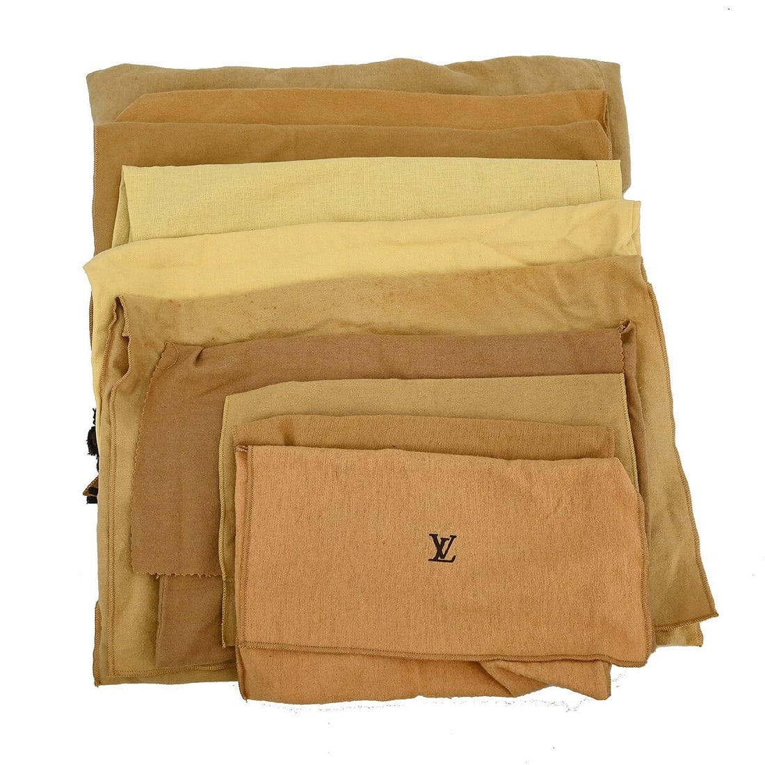Set of 10 Louis Vuitton Cotton Dust Bags Brown Beige: Set of 10 Louis Vuitton Cotton Dust Bags Brown Beige Set of 10 authentic Louis Vuitton dust bags in brown and beige 100% cotton. These unisex dustbags show overall signs of use with reasonable wear an