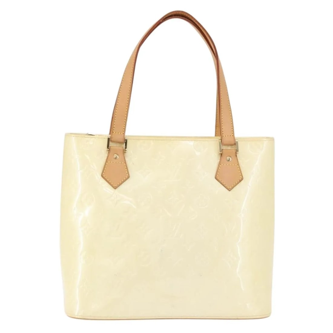 Louis Vuitton Houston patent leather handbag beige: Louis Vuitton Houston patent leather handbag beige Louis Vuitton Houston Monogram Vernis handbag in beige patent leather. This female model is made in Spain and measures 29.5 cm x 25.5 cm x 14.5 cm. C