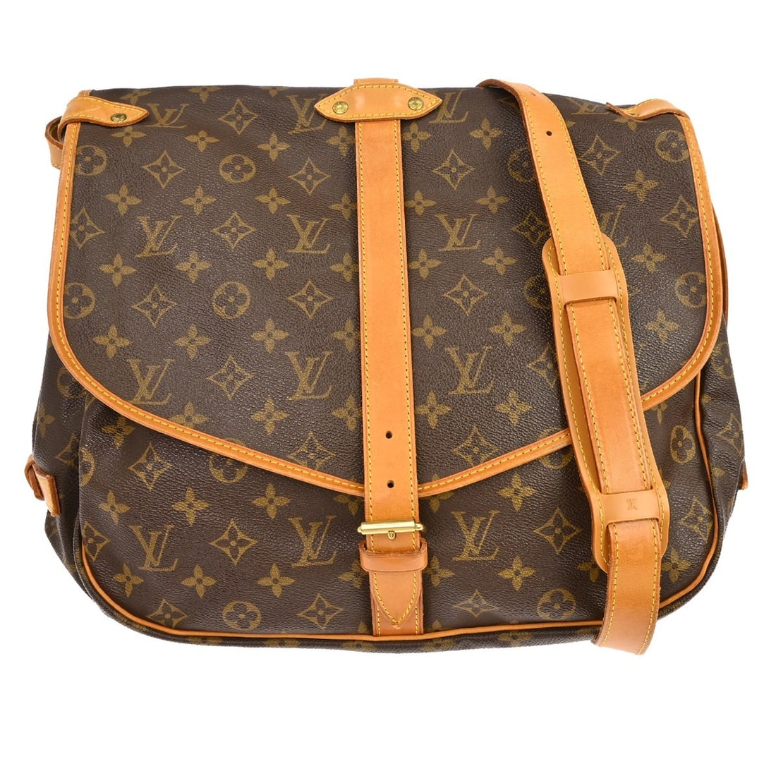 Louis Vuitton Saumur 35 Monogram Canvas Crossbody Shoulder Bag M42254: Louis Vuitton Saumur 35 Monogram Canvas Crossbody Shoulder Bag M42254 Vintage Louis Vuitton Saumur 35 shoulder bag in the Monogram pattern, made in France. It features a buckle closure, a crossbody st