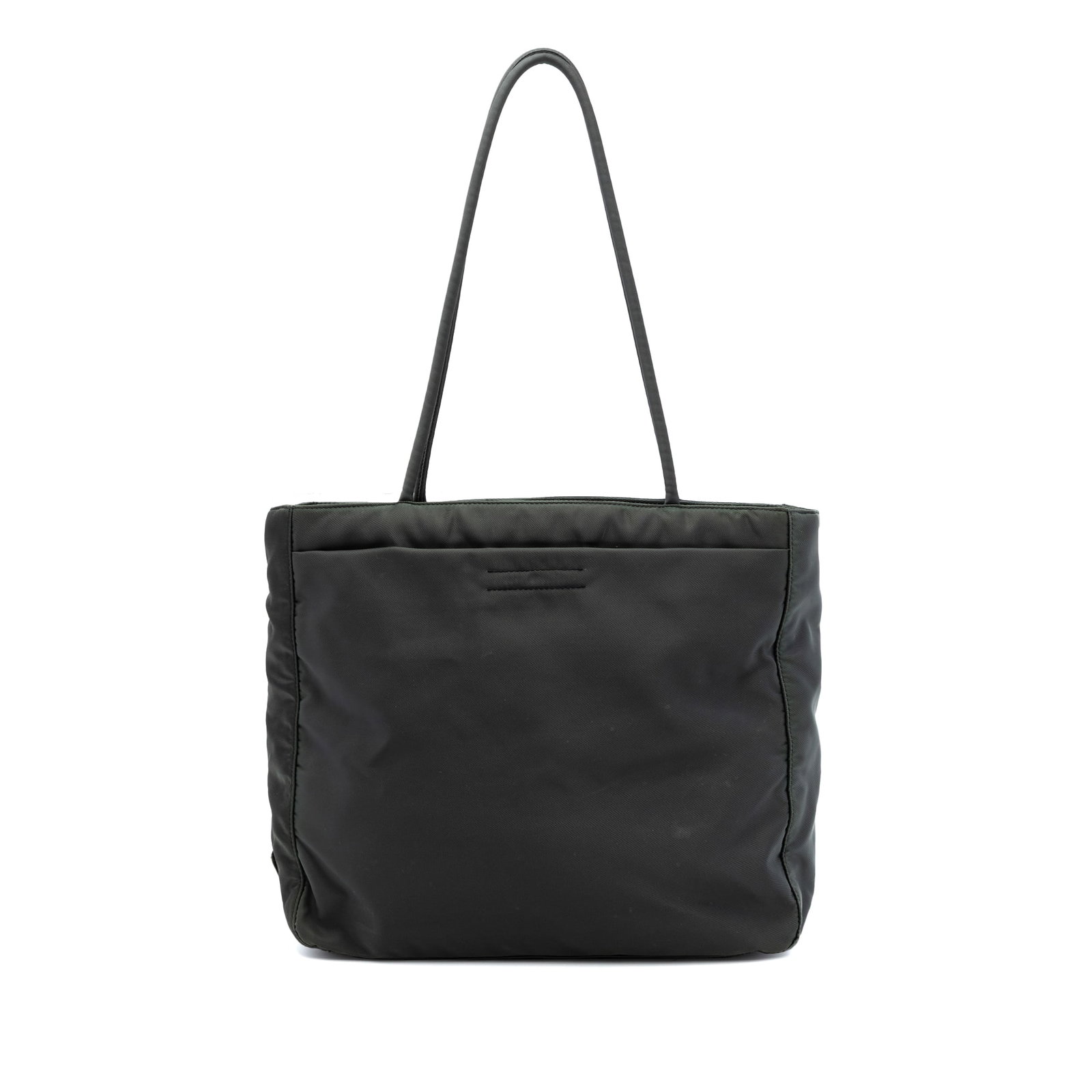 Prada Tessuto Black Nylon Zip Tote Bag: Prada Tessuto Black Nylon Zip Tote Bag Prada Tessuto Tote in black, made with a nylon body and fabric material. This tote bag features rolled handles, a top zip closure, an exterior slip pocket, and a