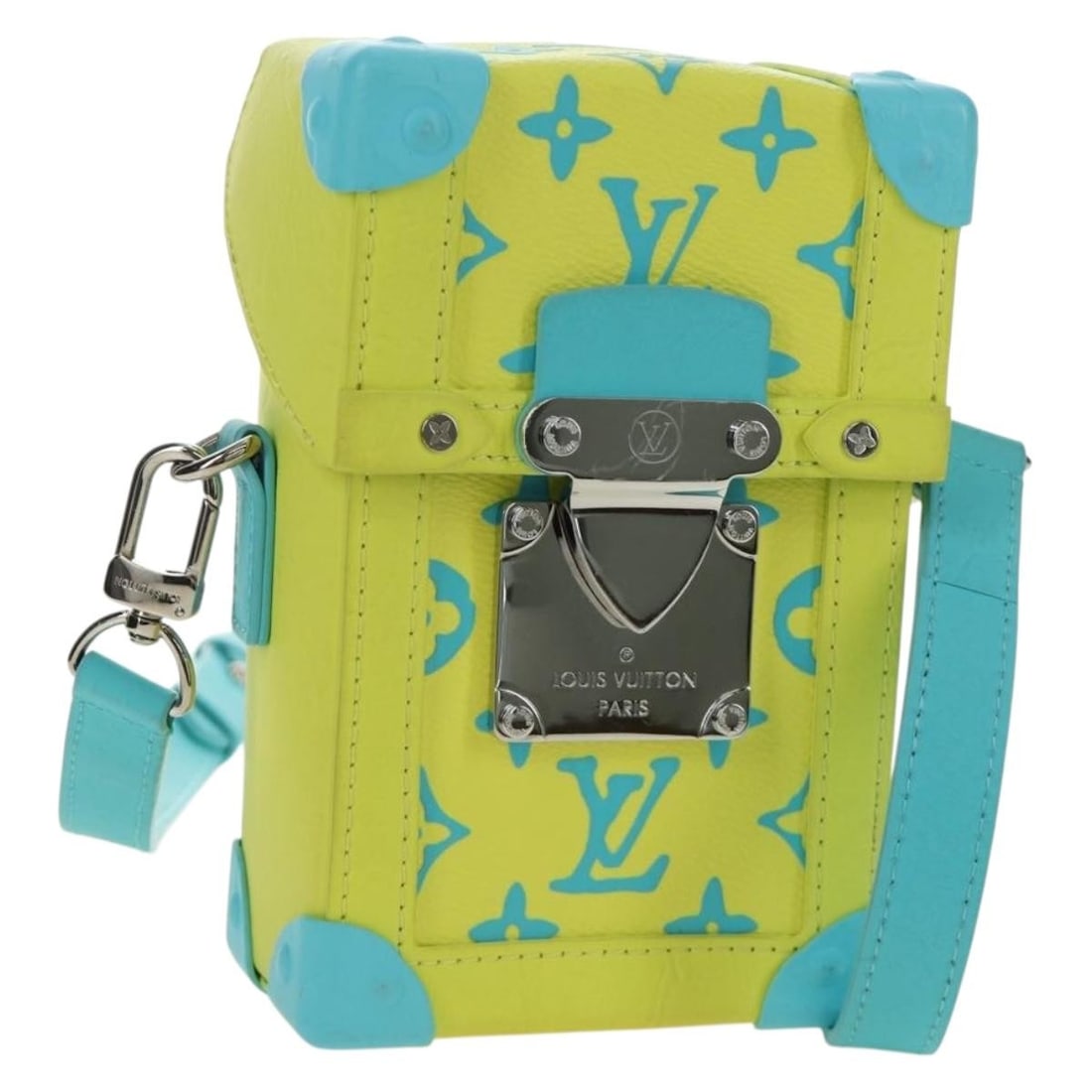 Louis Vuitton M82007 Monogram Canvas Trunk Bag Yellow: Louis Vuitton M82007 Monogram Canvas Trunk Bag Yellow A Louis Vuitton Monogram Playground Trunk in yellow Monogram Canvas, designed for women and made in France. It comes with a shoulder strap with an