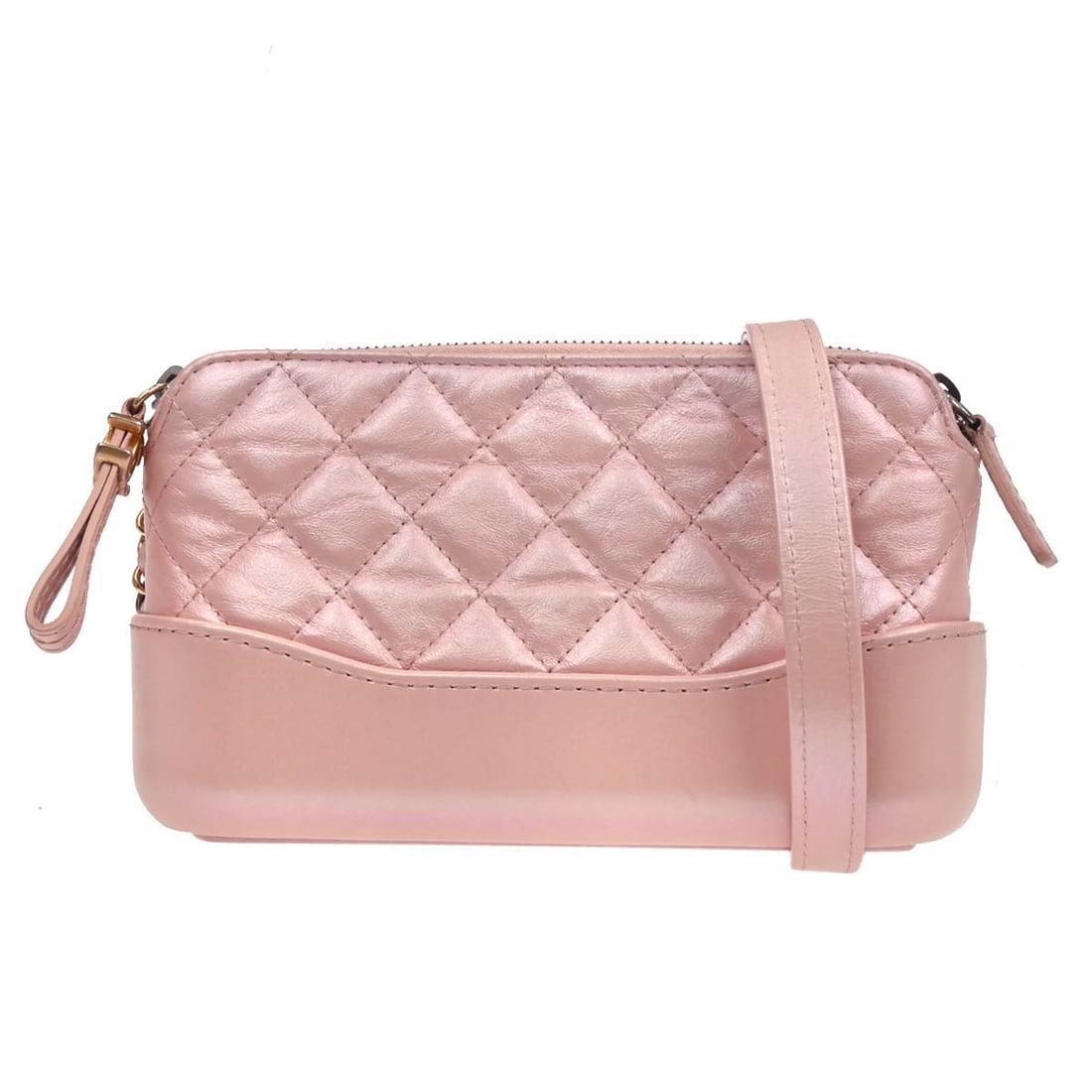 CHANEL Gabrielle Mini Shoulder Bag Light Pink Lambskin Calfskin: CHANEL Gabrielle Mini Shoulder Bag Light Pink Lambskin Calfskin Chanel Gabrielle mini shoulder bag in light pink lambskin and calfskin with a zip closure and nylon lining. Made in Italy, this women's 