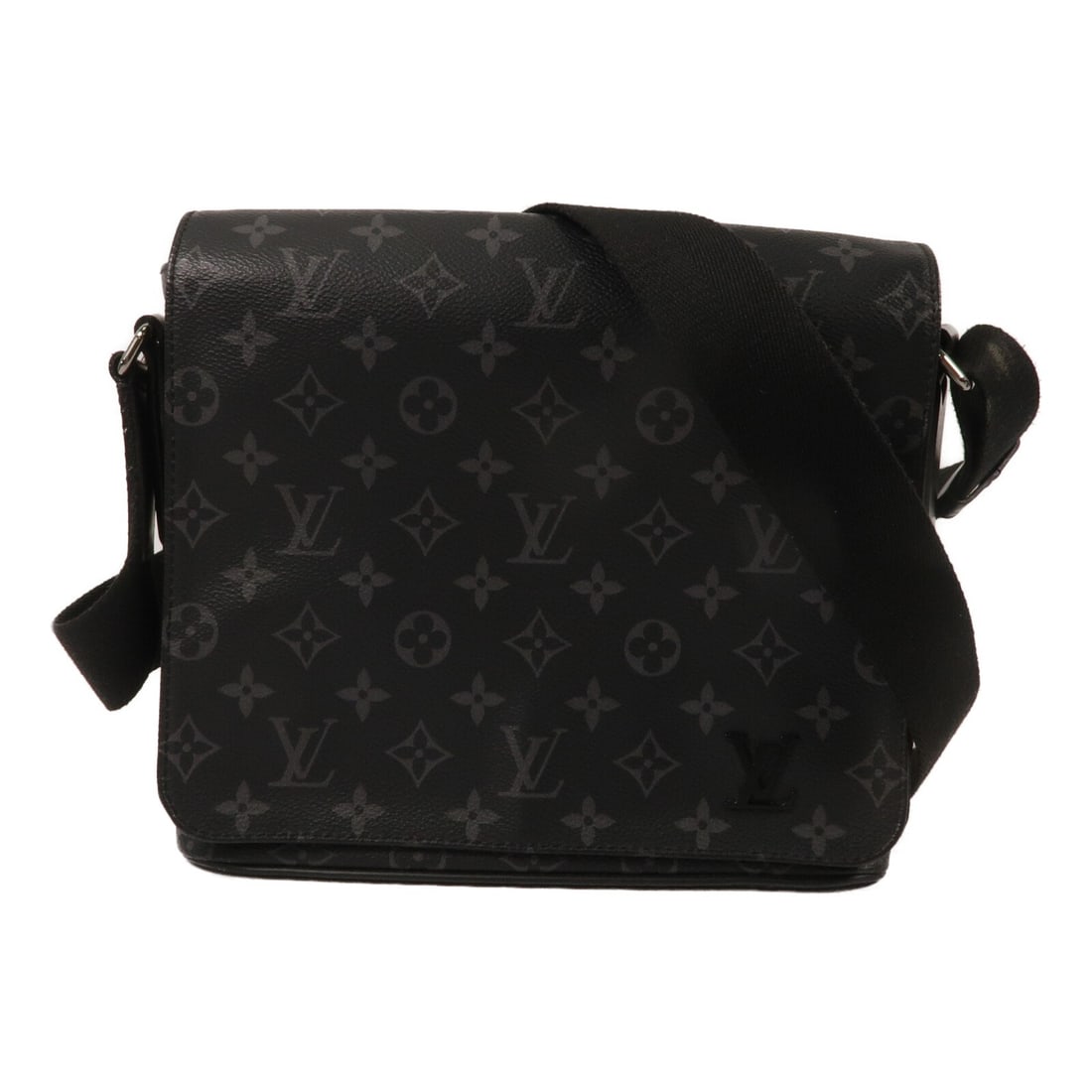 Louis Vuitton M46255 District PM Shoulder Bag Monogram Eclipse: Louis Vuitton M46255 District PM Shoulder Bag Monogram Eclipse This is a Louis Vuitton LV District PM shoulder bag, model M46255, in Black Monogram Eclipse. It is made from Monogram Eclipse and PVC co