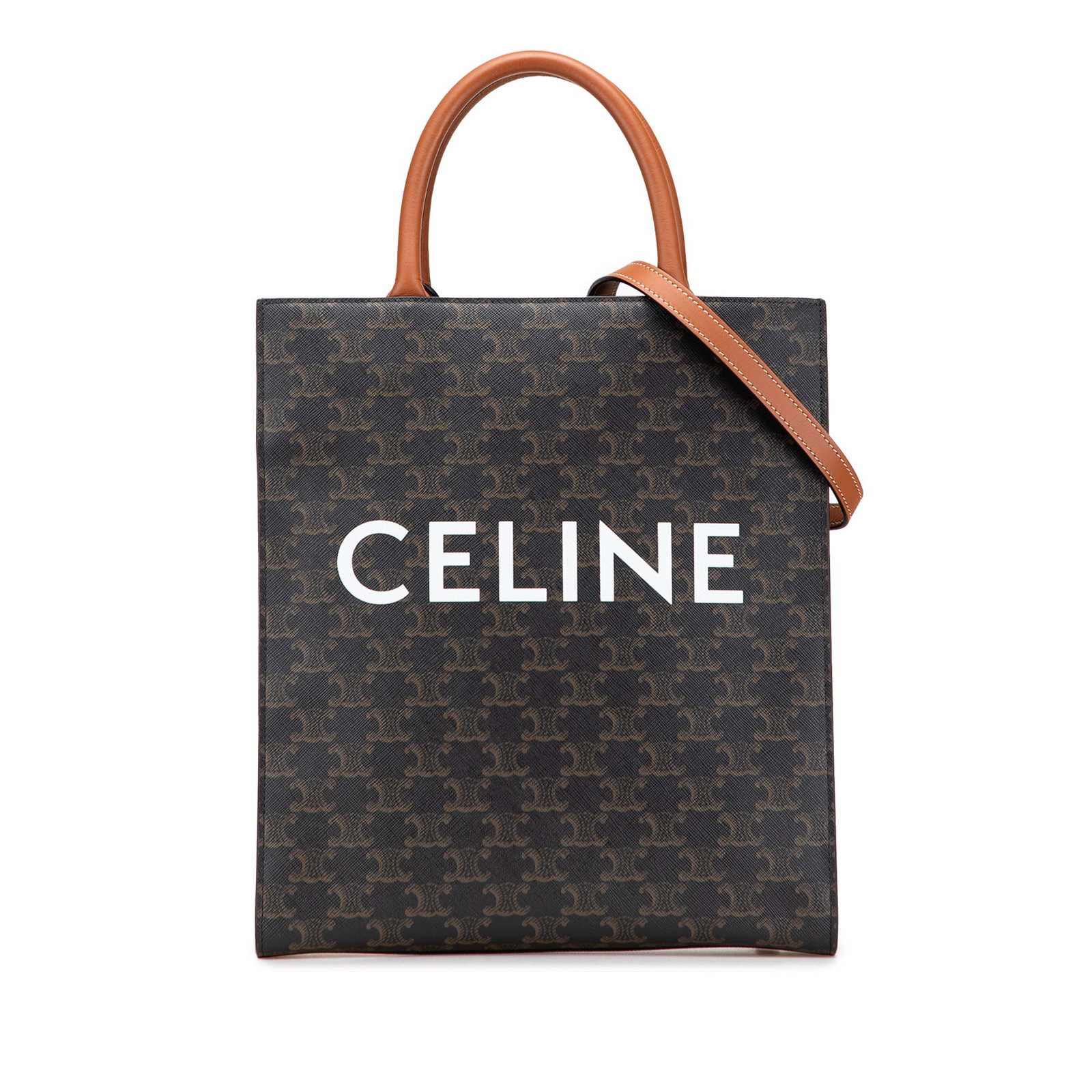 Celine Small Triomphe Coated Canvas Tote Brown Italy (1 of 10)