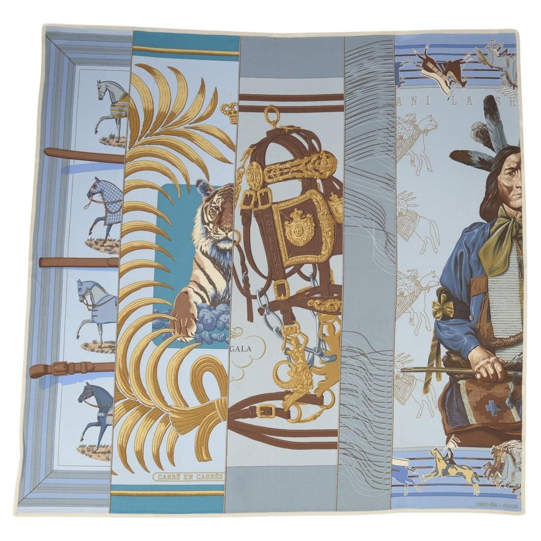 Silk Jersey Square Scarf Carre en Carres by Hermes France: Silk Jersey Square Scarf Carre en Carres by Hermes France Hermes "Carre en Carres" scarf crafted from 100% silk jersey features contrast white trim edges and was designed by artist Bali Barret. Made i