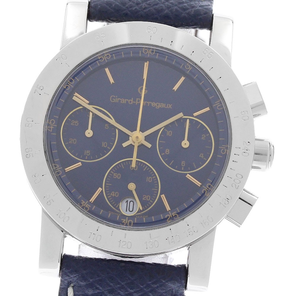 Girard Perregaux 7001 Ref 7700 mens quartz chronograph watch: Girard Perregaux 7001 Ref 7700 mens quartz chronograph watch Girard-Perregaux Ref. 7700 7001 men's wristwatch with quartz movement, date, chronograph, and small seconds functions. It is a pre-owned wa