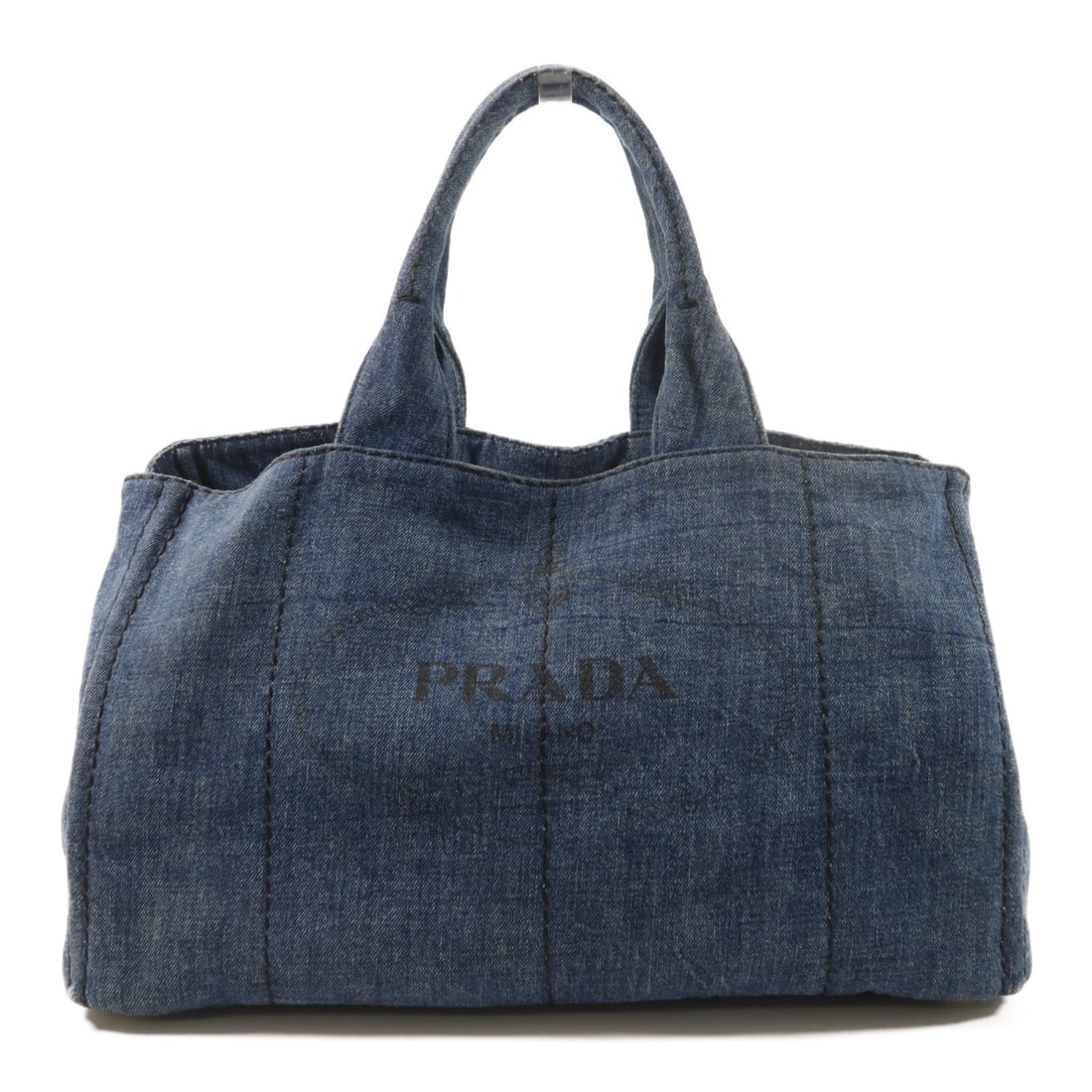 PRADA Canapa B1872B Large Blue Denim Tote Bag (1 of 17)