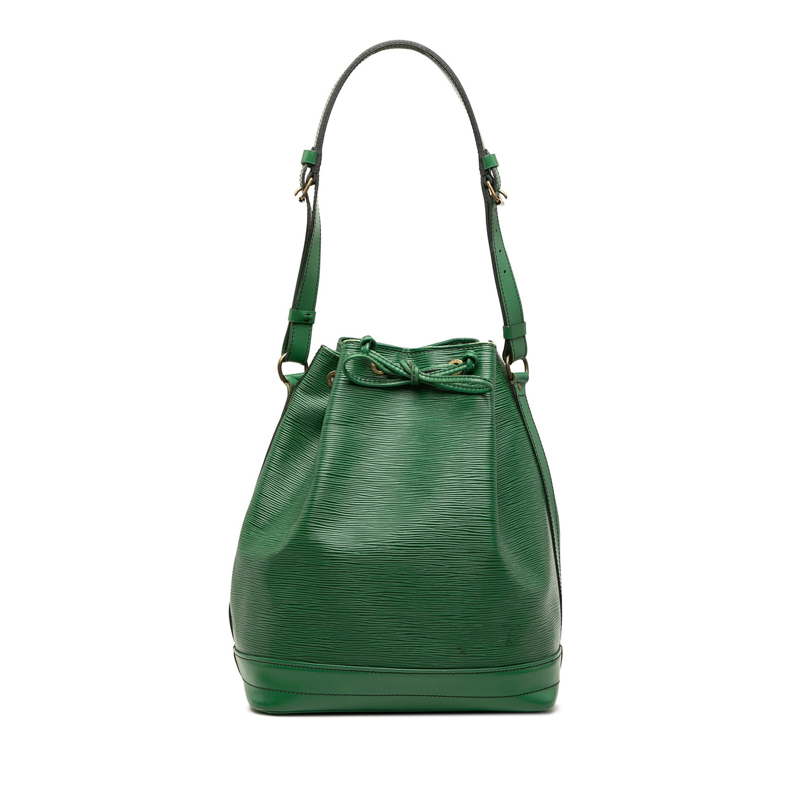 Louis Vuitton Noe GM Epi Leather Drawstring Shoulder Bag: Louis Vuitton Noe GM Epi Leather Drawstring Shoulder Bag Louis Vuitton Epi Noe GM bag in green leather, made in France. It features an epi leather body, an adjustable flat strap, and an open top with 