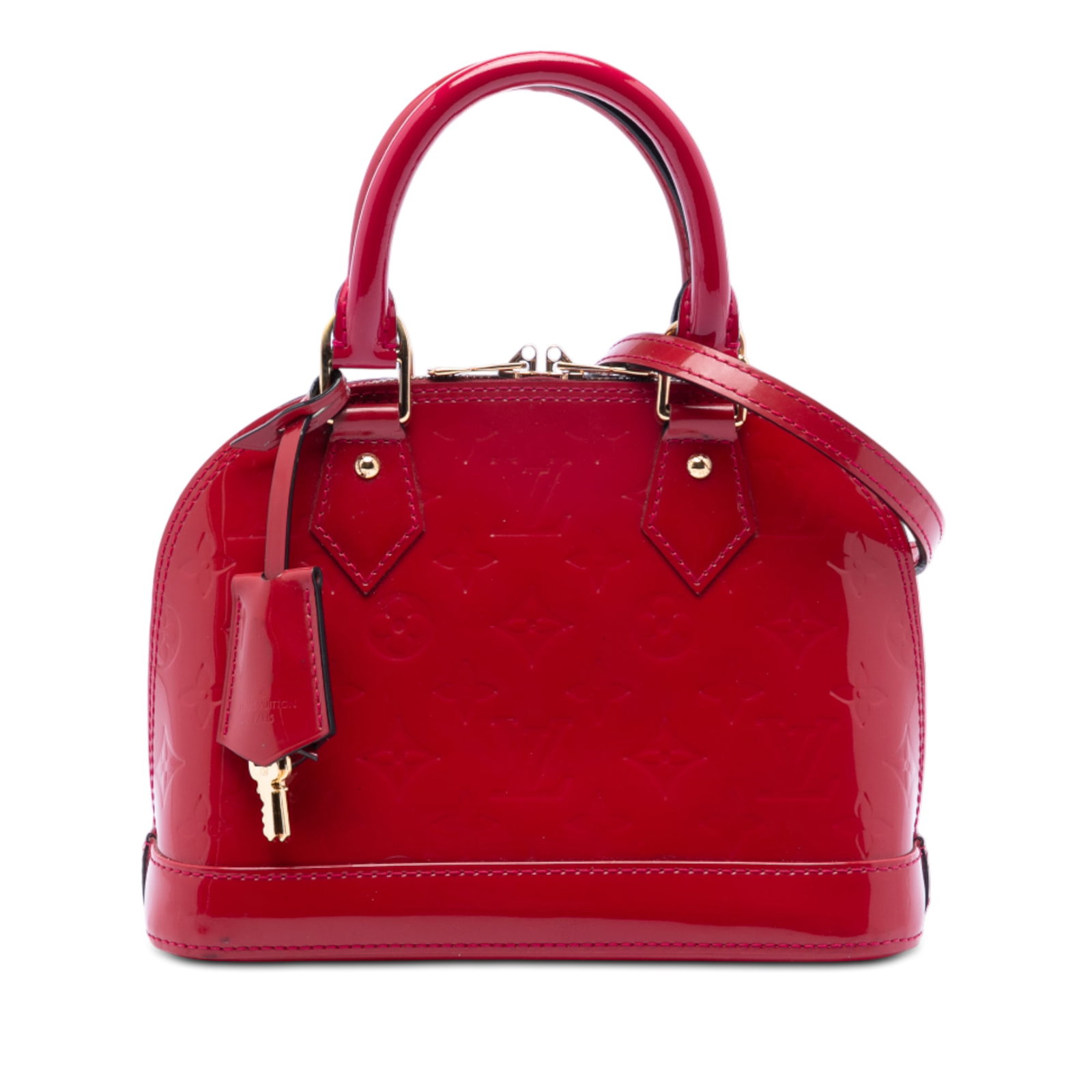Red Vernis Leather Alma BB Bag by Louis Vuitton with Detachable Strap (1 of 7)