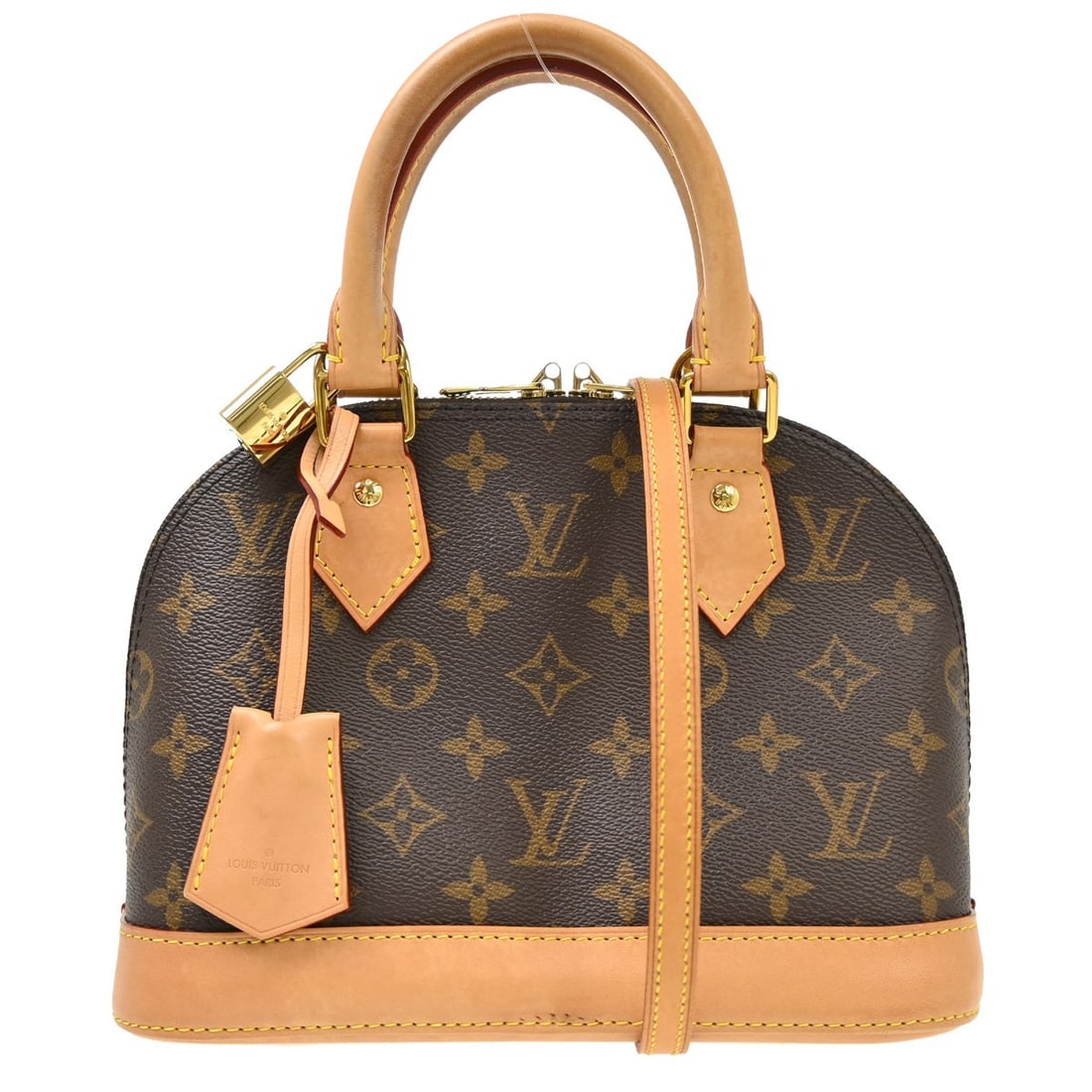 Louis Vuitton Alma BB Monogram Canvas Top Handle Bag M53152: Louis Vuitton Alma BB Monogram Canvas Top Handle Bag M53152 Vintage Louis Vuitton Alma BB top handle bag in Monogram canvas with a zip closure. It features double handles, a brown exterior and lining,