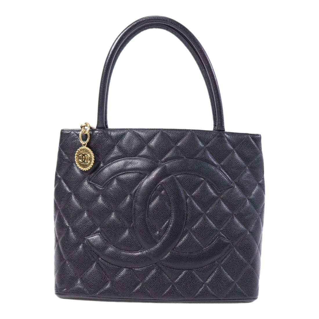 CHANEL CC Vintage Calfskin Tote Black with GHW: CHANEL CC Vintage Calfskin Tote Black with GHW Vintage CHANEL CC GHW tote bag in black calfskin leather. It features an interior open pocket and an interior zip pocket, with a handle drop of 40 cm. Th