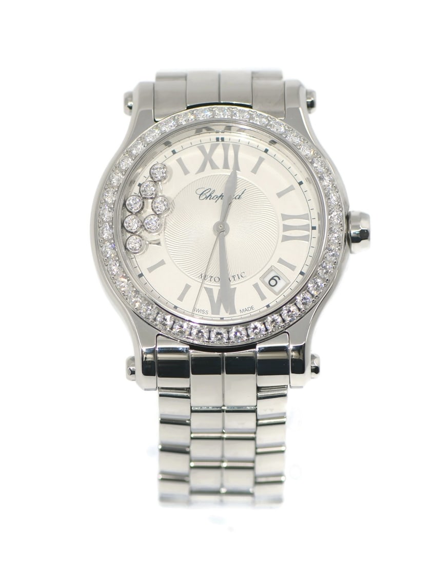 Chopard Happy Sport Diamond Watch 278559 Stainless Steel 36mm Authentic: Chopard Happy Sport Diamond Watch 278559 Stainless Steel 36mm Authentic Experience luxury and precision with the Chopard Happy Sport Diamond Stainless Steel Watch, model 278559. This exquisite wristwa
