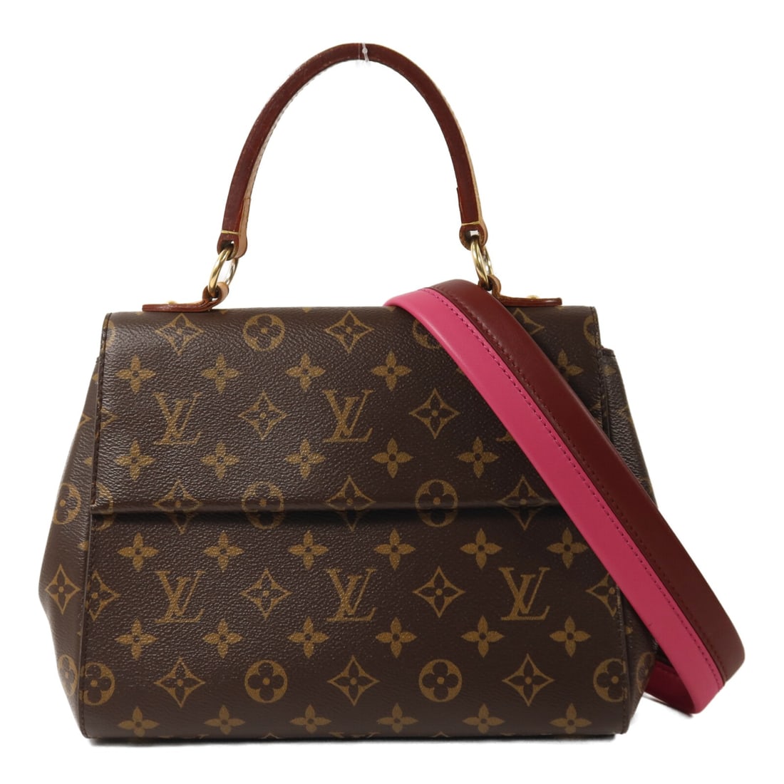 Louis Vuitton Cluny BB M42738 Monogram 2 Way Bag Brown Red Pink: Louis Vuitton Cluny BB M42738 Monogram 2 Way Bag Brown Red Pink Louis Vuitton Cluny BB 2 Way Shoulder Bag, model M42738, in Monogram and PVC coated canvas with a brown exterior and brown, red, and pin