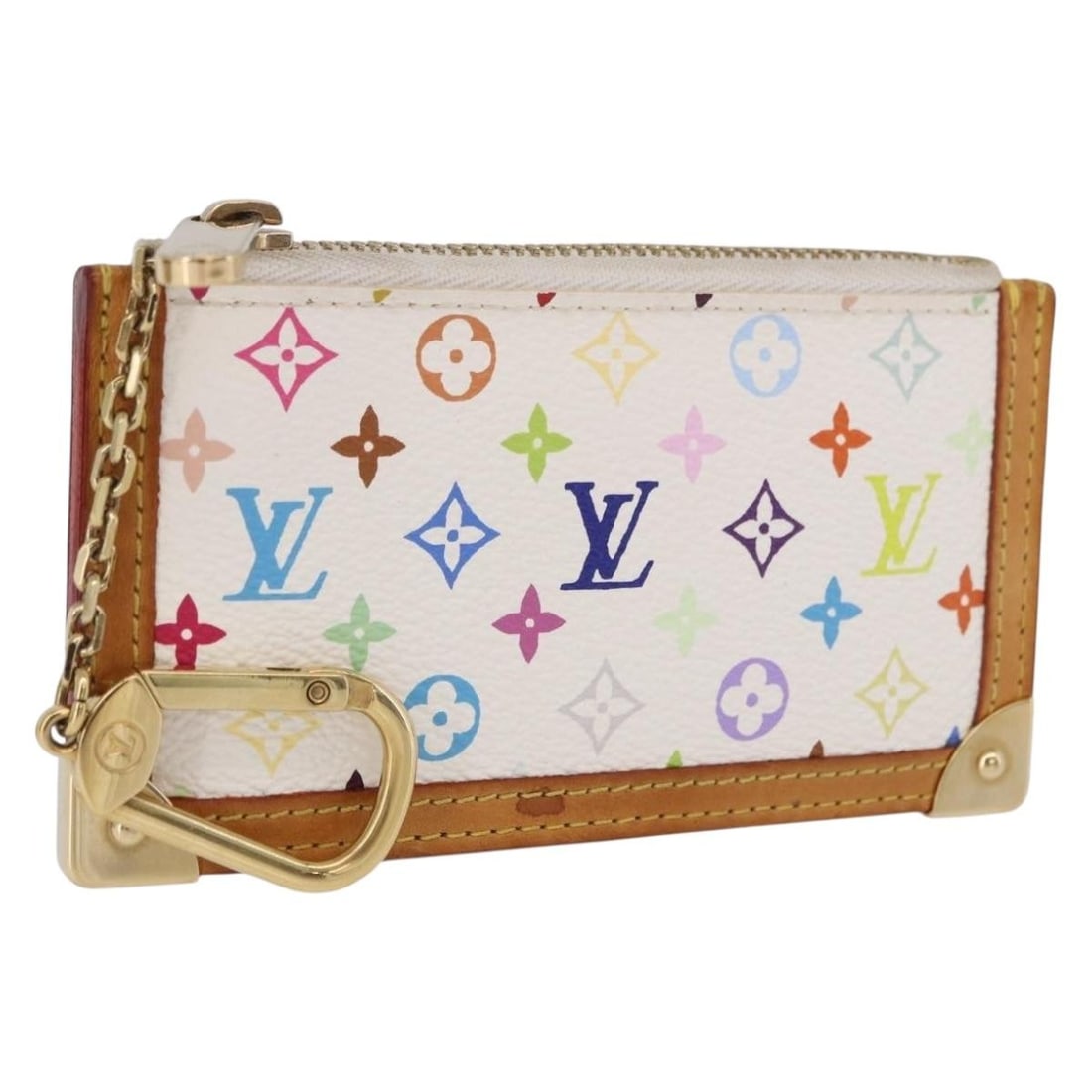 Louis Vuitton M92655 Monogram Multicolor Coin Purse White: Louis Vuitton M92655 Monogram Multicolor Coin Purse White A Louis Vuitton Monogram Multicolor Pochette Cles purse in white Monogram Multicolor Canvas. This coin purse is made in Spain and comes with a
