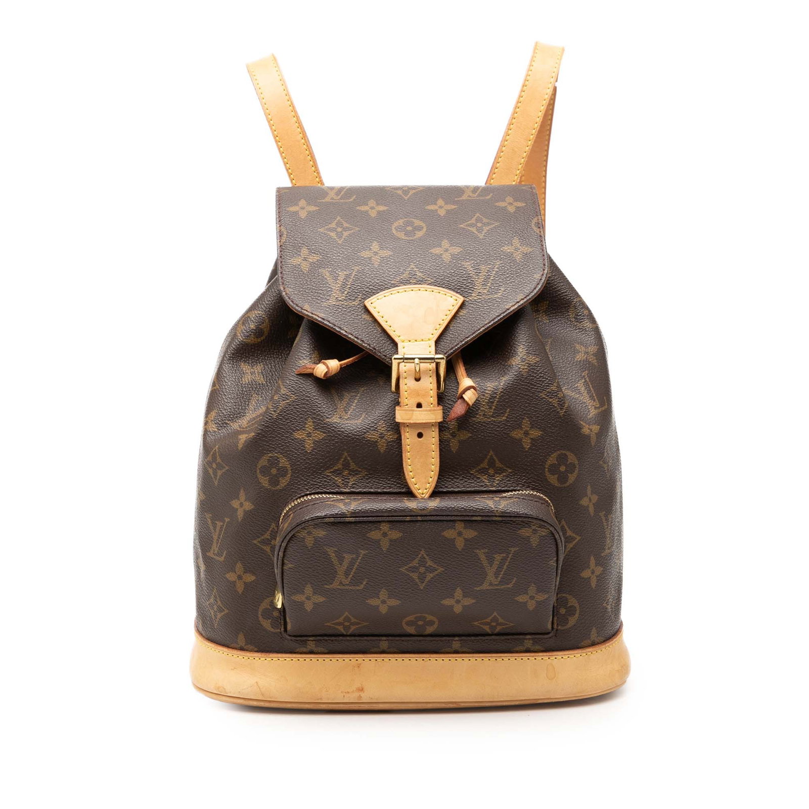 Louis Vuitton Montsouris MM Monogram Canvas Backpack: Louis Vuitton Montsouris MM Monogram Canvas Backpack Louis Vuitton Monogram Montsouris MM bag in brown monogram canvas with vachetta leather trim and adjustable flat vachetta straps. It features a fro