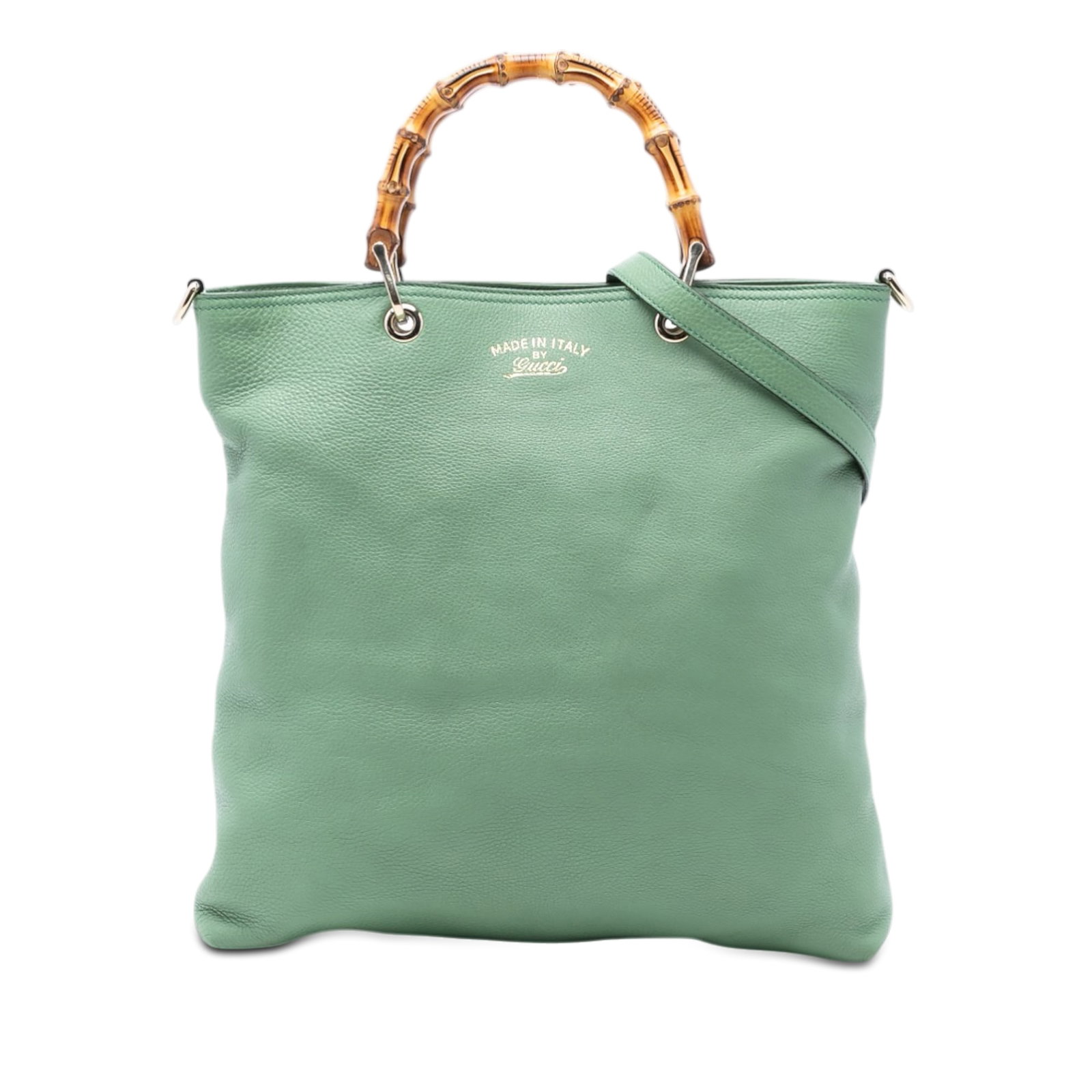 Gucci Bamboo Shopper Tote Tall Green Calfskin Leather Bag (1 of 7)