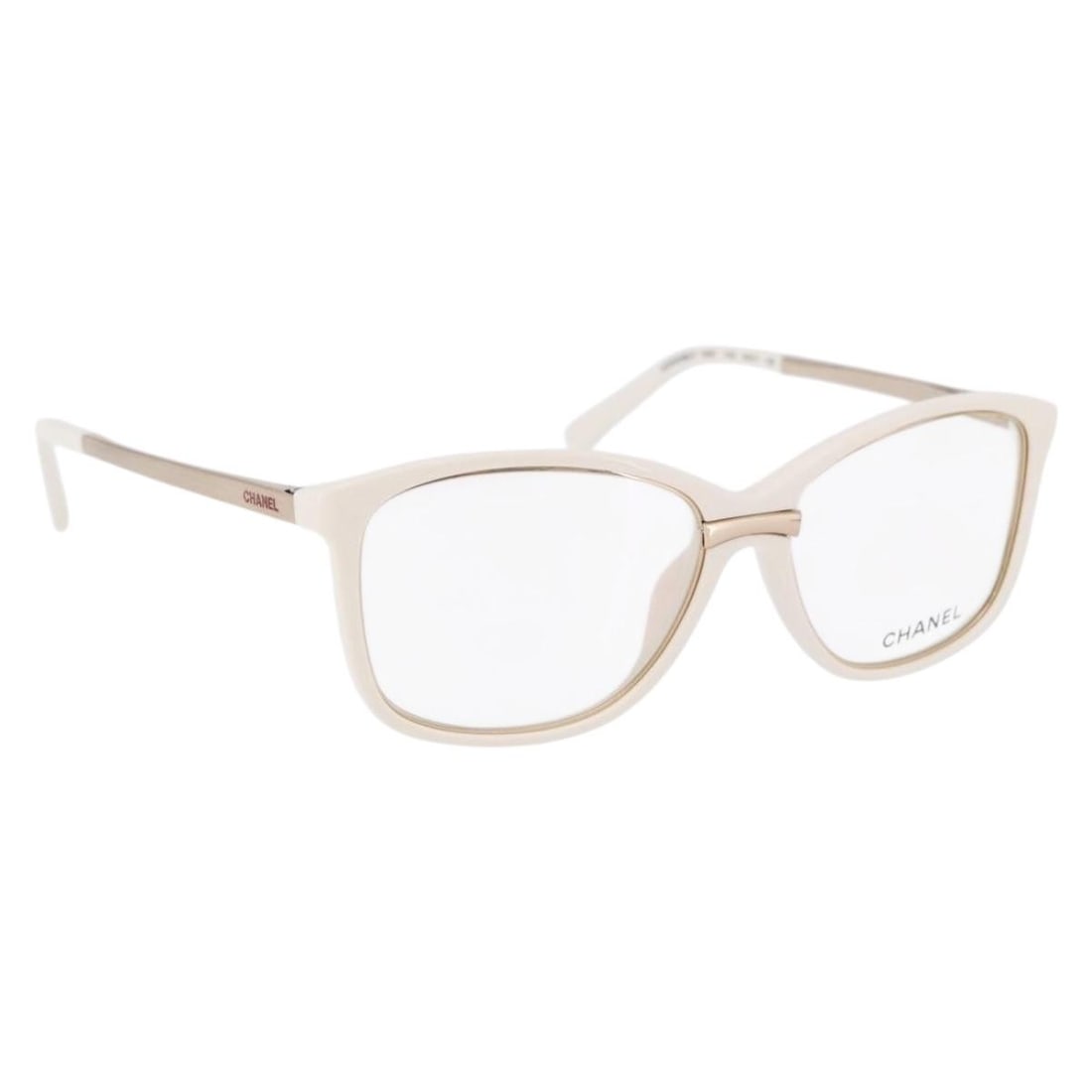 CHANEL White Plastic Sunglasses with Case Dust Bag and Box: CHANEL White Plastic Sunglasses with Case Dust Bag and Box CHANEL sunglasses in white plastic, made in Italy. The item comes with a dust bag, item box, and sunglass case. Condition is ranked B, with s