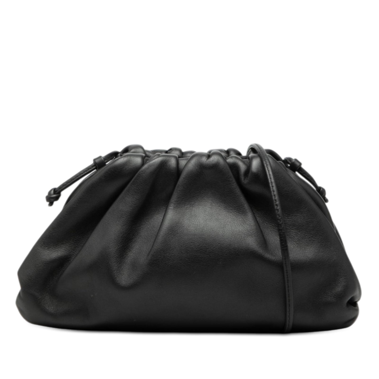 Bottega Veneta Mini Pouch lambskin crossbody bag: Bottega Veneta Mini Pouch lambskin crossbody bag This Bottega Veneta Mini Pouch Crossbody is crafted from lambskin leather in black and features a flat leather strap and a magnetic closure. Made in It