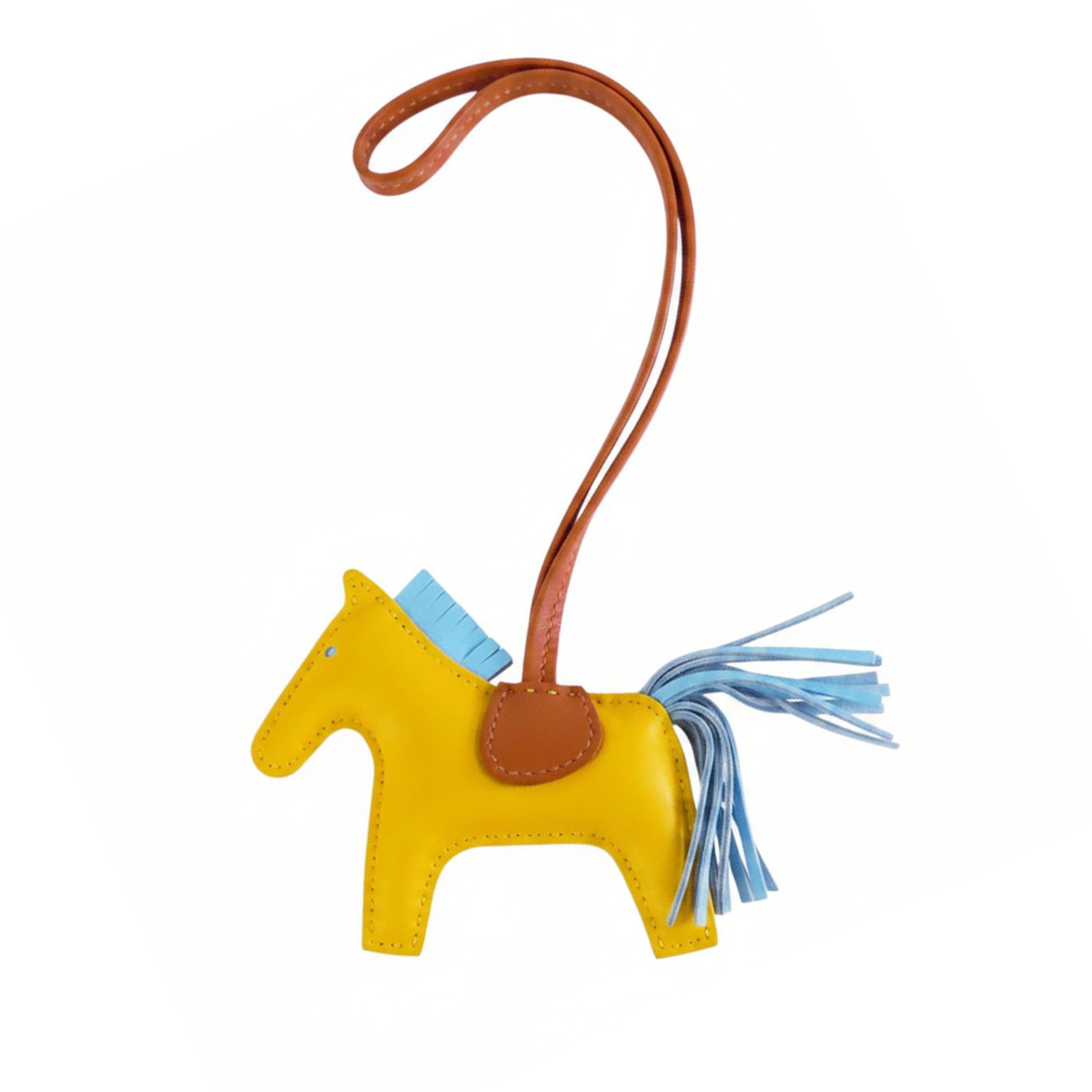 Hermes Rodeo PM Milo Lambskin Bag Charm Yellow: Hermes Rodeo PM Milo Lambskin Bag Charm Yellow Hermes Grigri Rodeo Pegase bag charm PM crafted in Milo lambskin leather. This accessory is made in France and presented in yellow. Condition is AB with 