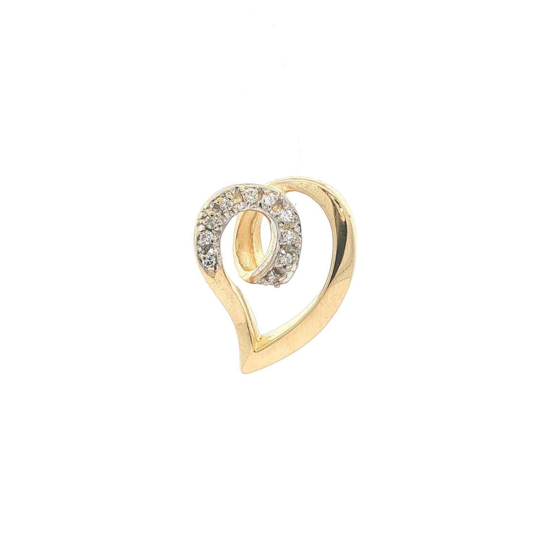 Unbranded 14k Yellow Gold Open Heart Diamond Slide Pendant 0.10ctw (1 of 8)