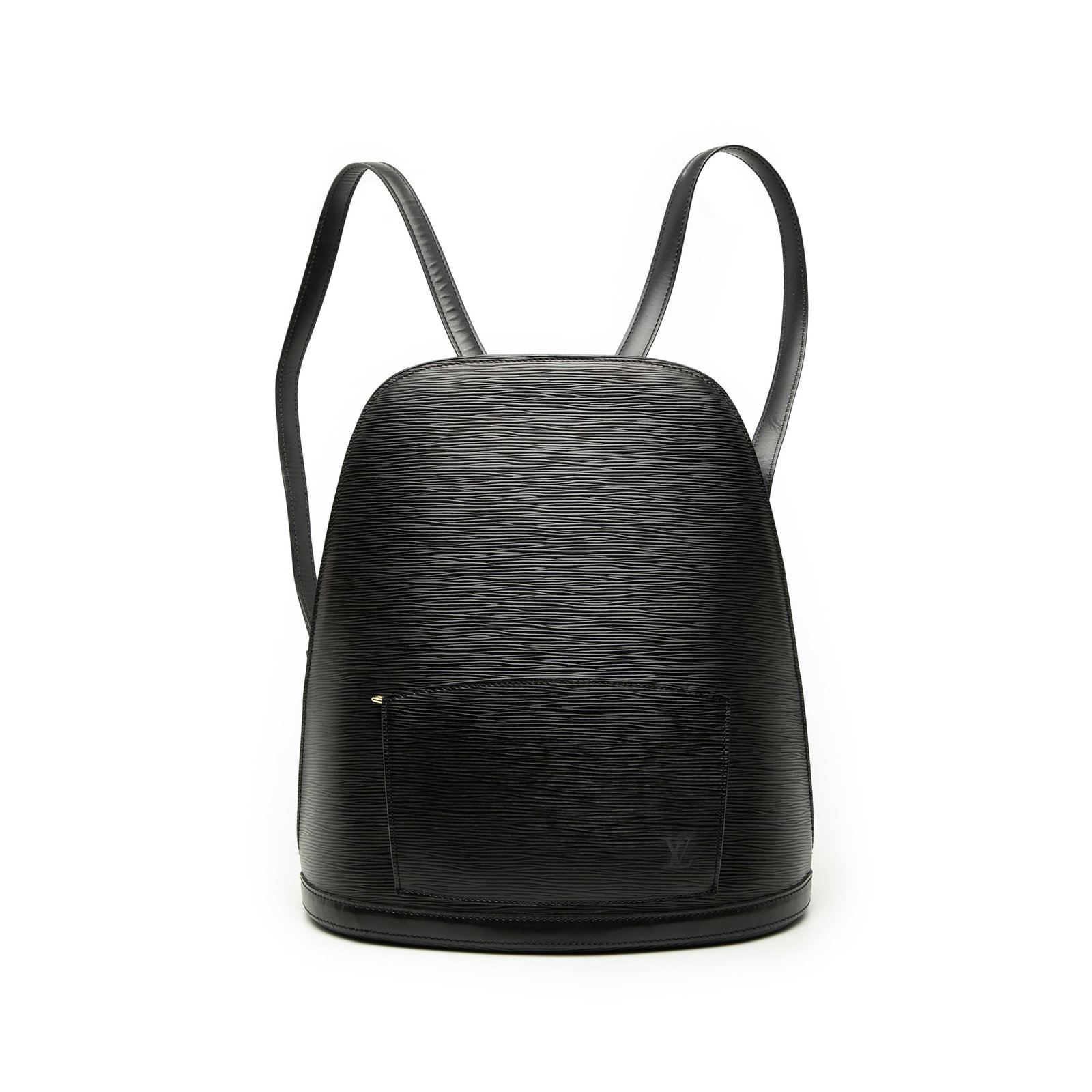 Louis Vuitton Epi Gobelins black leather backpack: Louis Vuitton Epi Gobelins black leather backpack This Louis Vuitton Epi Gobelins backpack features a distinctive Epi leather body in black, complemented by flat leather back straps. It includes an ex