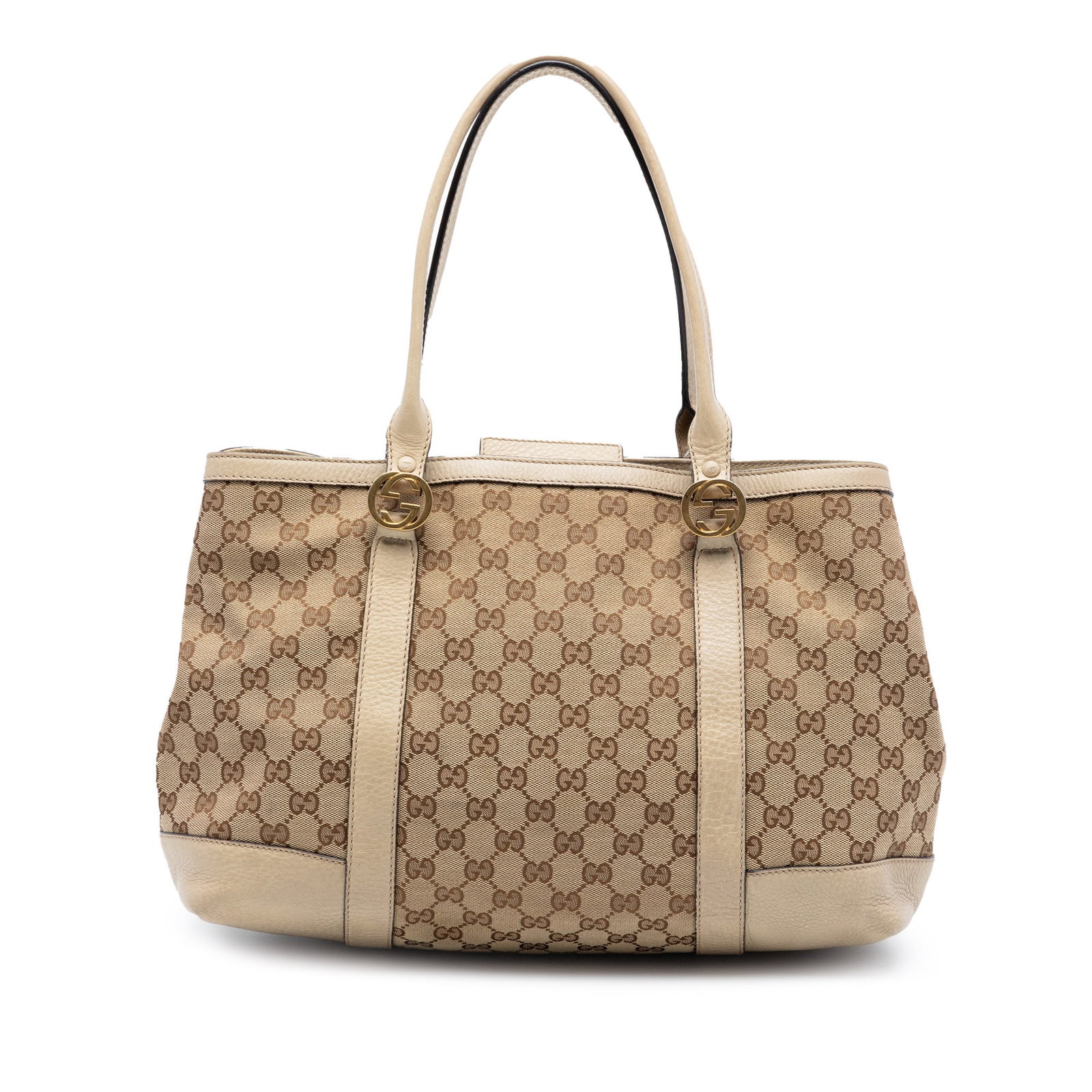 Gucci Miss GG Beige Canvas Tote Bag with Leather Trim (1 of 7)