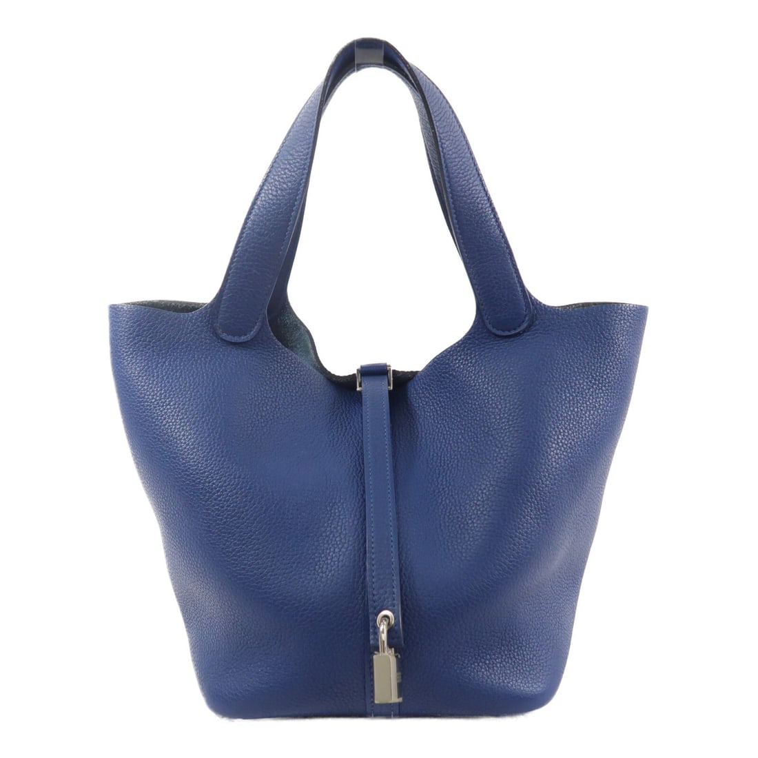 Hermes Picotin MM Taurillon Maurice Leather Tote Deep Blue PHW: Hermes Picotin MM Taurillon Maurice Leather Tote Deep Blue PHW Hermes Picotin MM handbag tote bag in Taurillon Maurice leather and calfskin (cowhide) in deep blue and blue tones. It includes belt hard