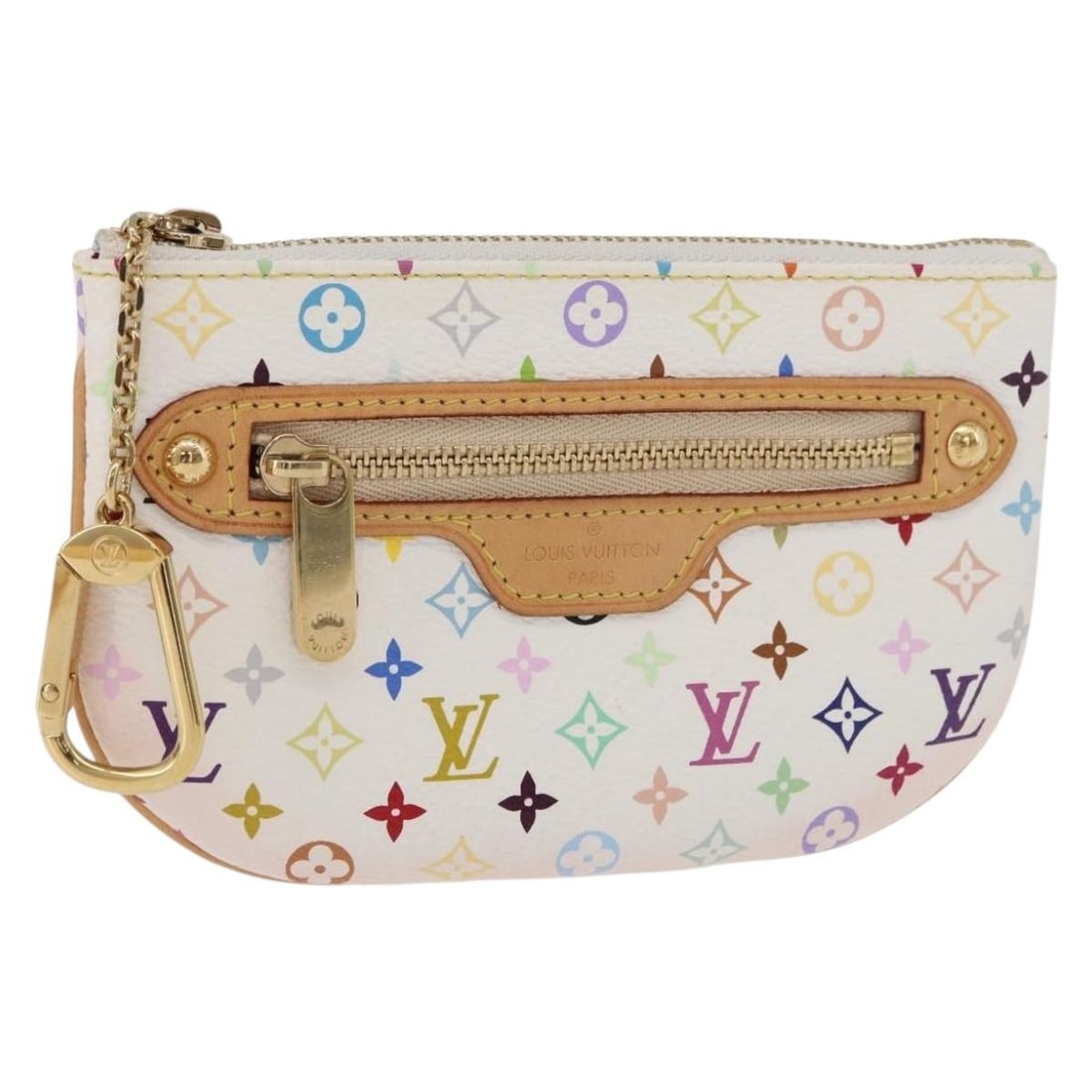 Louis Vuitton M60028 Monogram Multicolor Canvas White Pochette MM Pouch: Louis Vuitton M60028 Monogram Multicolor Canvas White Pochette MM Pouch Louis Vuitton Monogram Multicolor Pochette MM pouch in white Monogram Multicolor Canvas. It is made in France and comes with a d