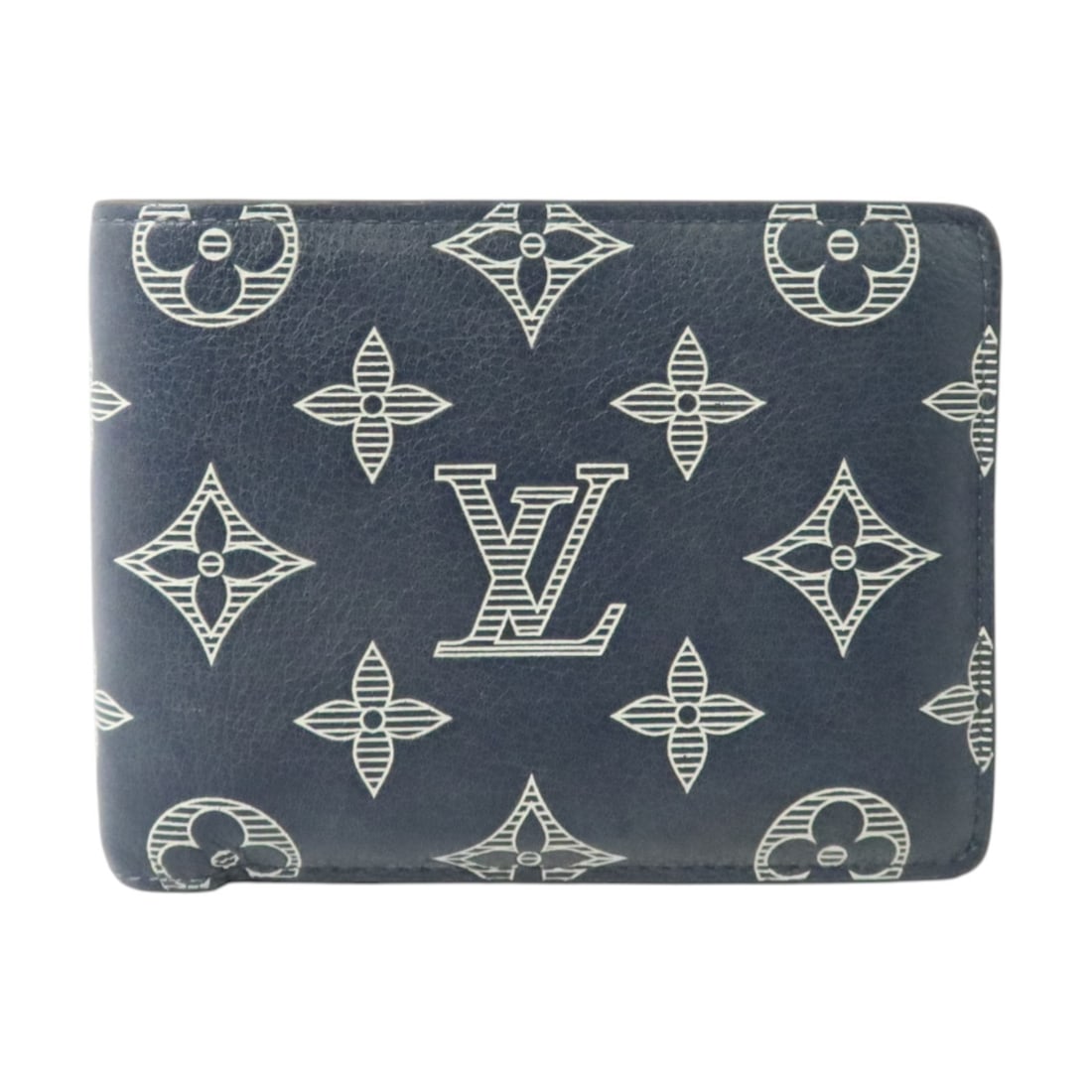 Louis Vuitton M83379 Multiple Wallet Monogram Shadow Calfskin Blue White (1 of 13)