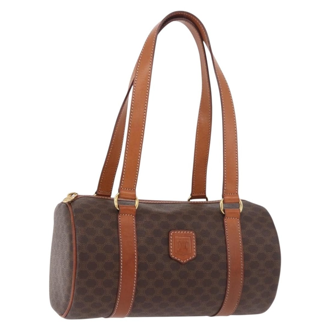 Celine Macadam Brown PVC Leather Handbag Gold Tone Hardware (1 of 18)