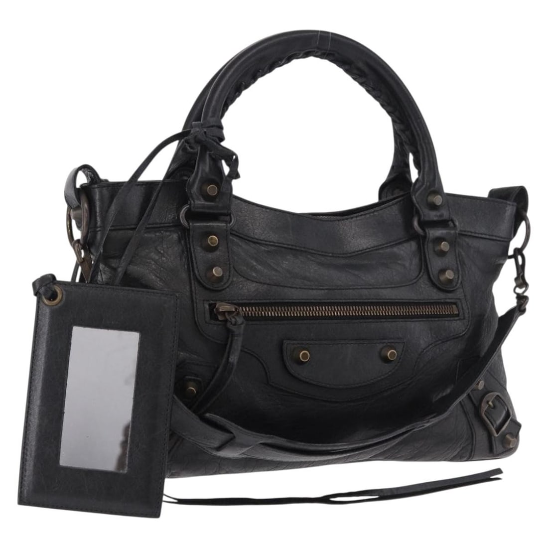 Balenciaga The First Black Leather 2way Handbag with Strap Mirror (1 of 18)