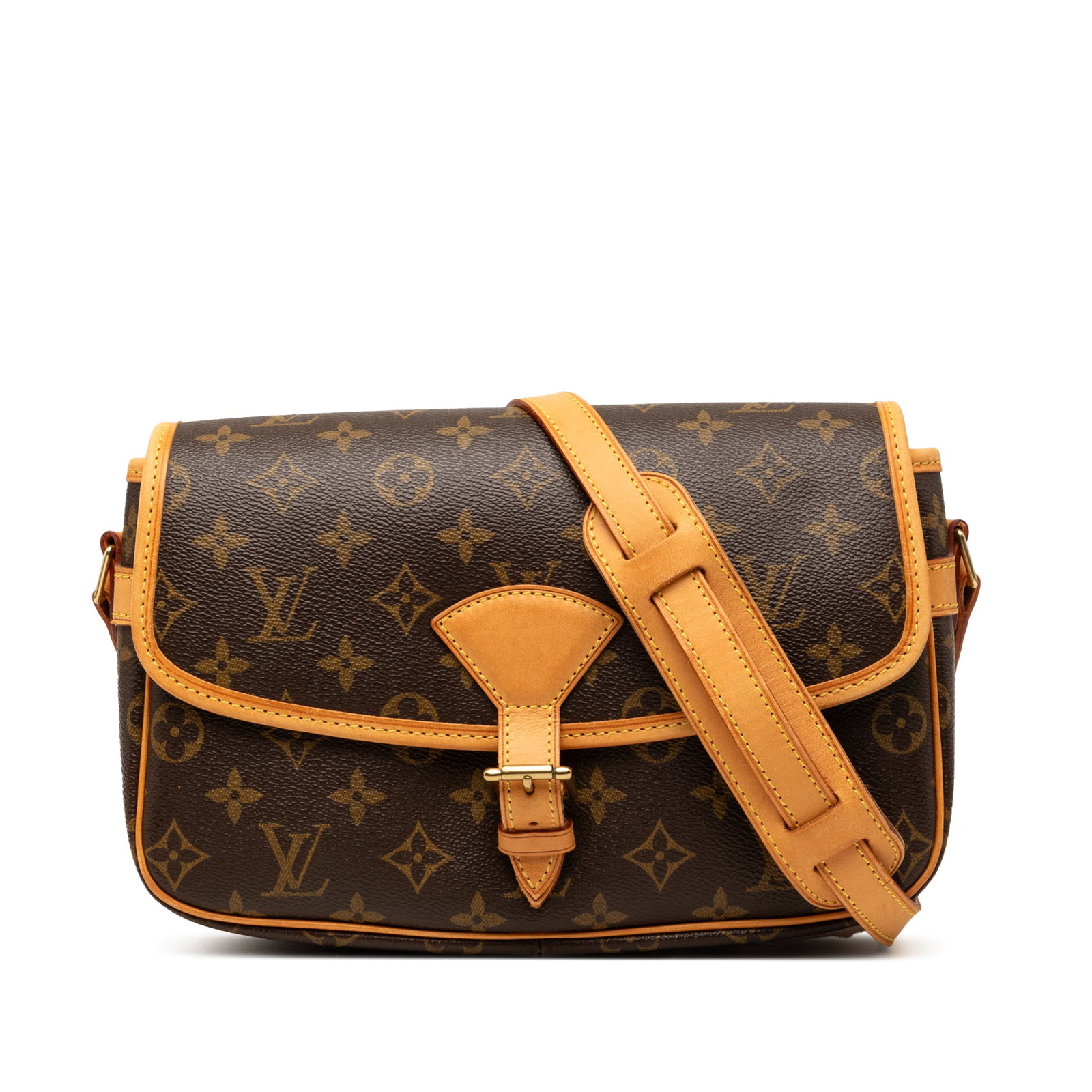 Shoulder Bag Louis Vuitton Monogram Sologne Brown Canvas: Shoulder Bag Louis Vuitton Monogram Sologne Brown Canvas Louis Vuitton Monogram Sologne shoulder bag crafted with Monogram canvas, vachetta trim, and an adjustable flat vachetta strap with a shoulder 