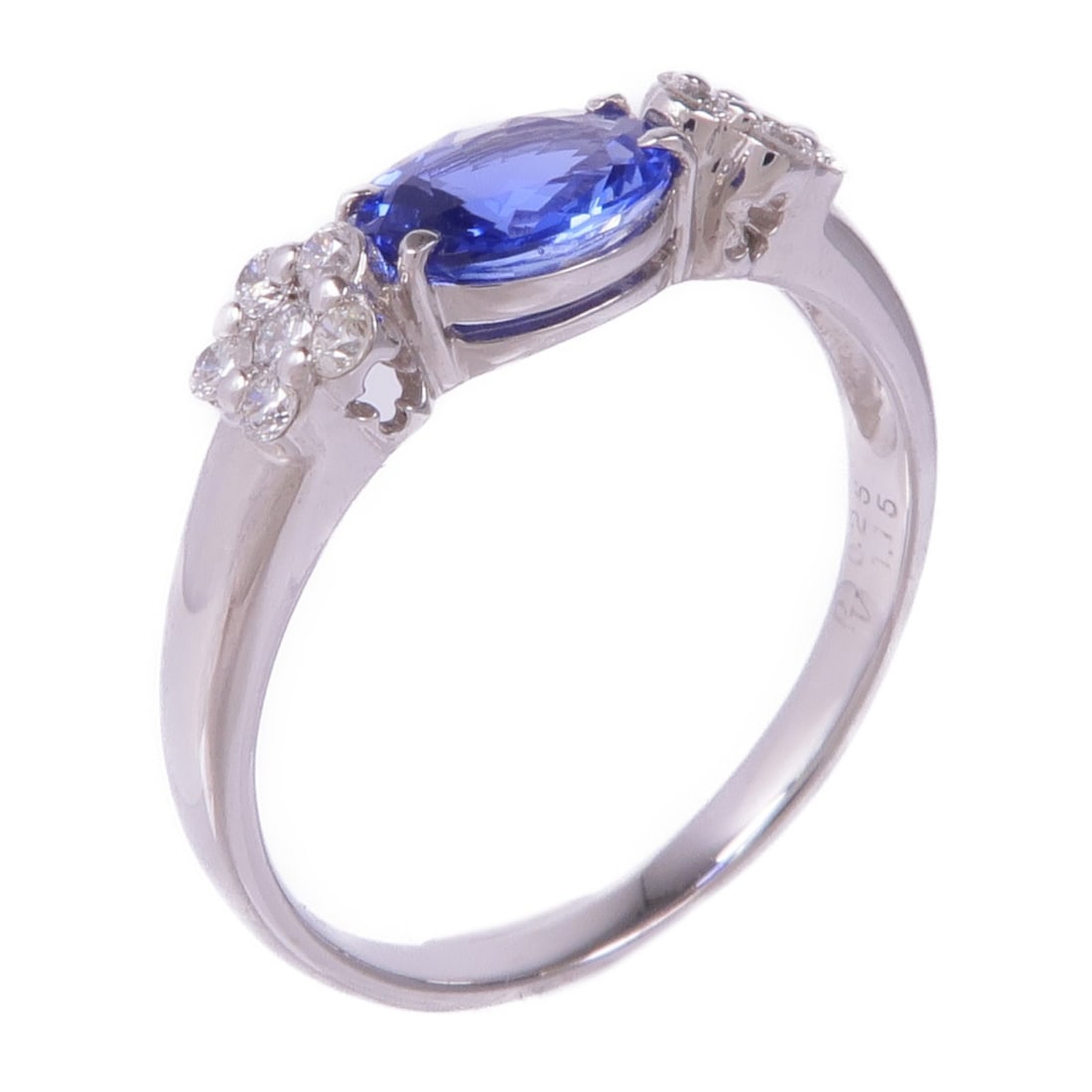 Ponte Vecchio 18K White Gold Sapphire Diamond Ring Size 8.5: Ponte Vecchio 18K White Gold Sapphire Diamond Ring Size 8.5 An 18K white gold ring featuring sapphire and diamond accents, presented in blue and clear tones. The ring is size US 8.5 and has a motif me