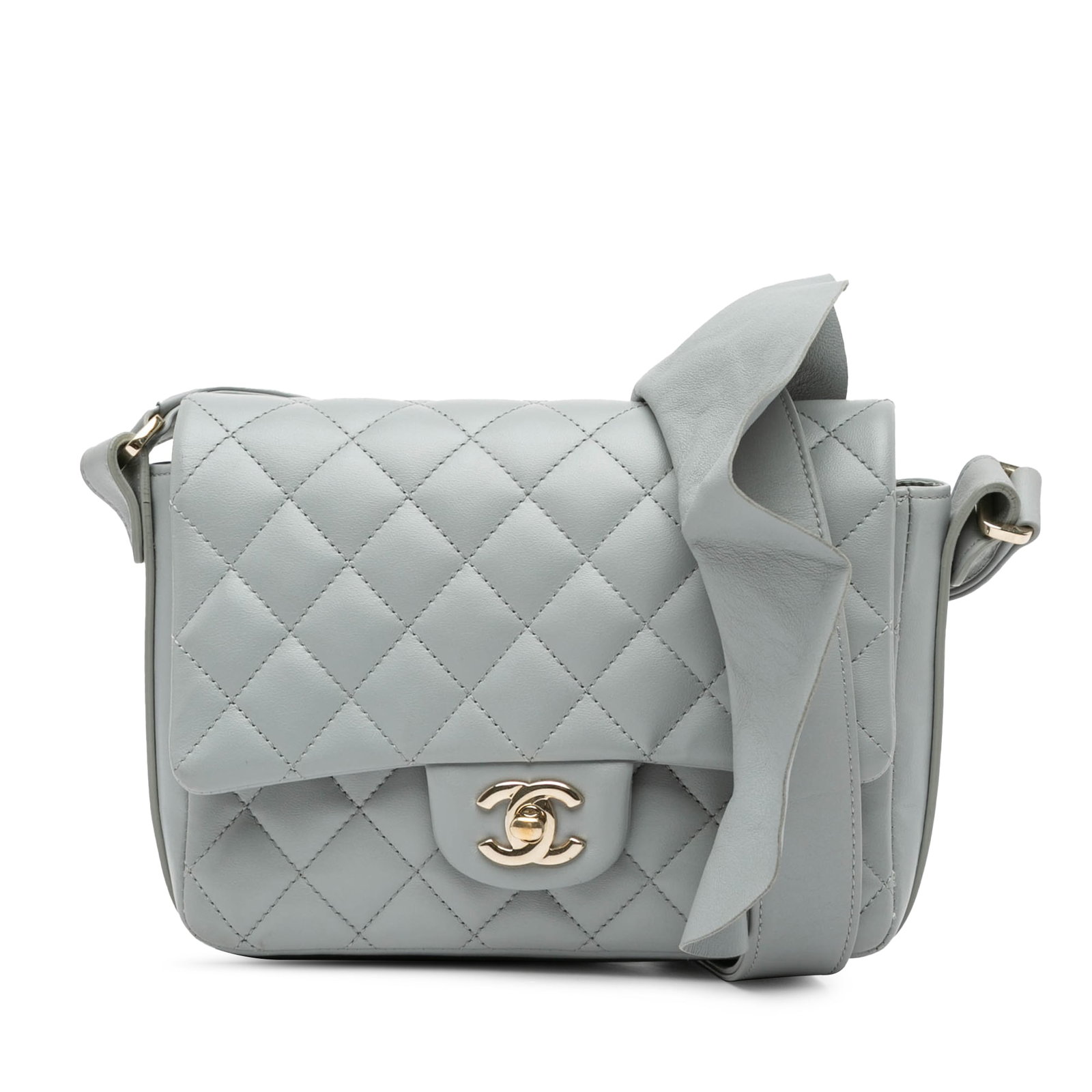 Chanel Quilted Calfskin Bolero Flap Bag Gray Leather: Chanel Quilted Calfskin Bolero Flap Bag Gray Leather The Quilted Calfskin Bolero de Chanel Flap is a sophisticated flap bag crafted from luxurious quilted leather in a timeless gray shade. It features