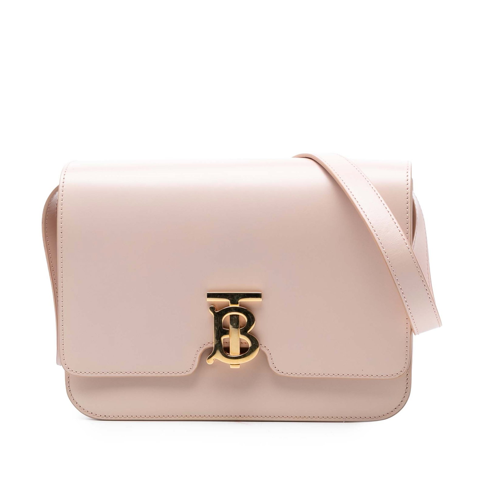 Burberry TB Monogram Pink Leather Medium Crossbody Shoulder Bag: Burberry TB Monogram Pink Leather Medium Crossbody Shoulder Bag This Burberry Medium Smooth Calfskin TB Monogram Crossbody bag features a pink leather body, a flat leather strap, a front flap with cla
