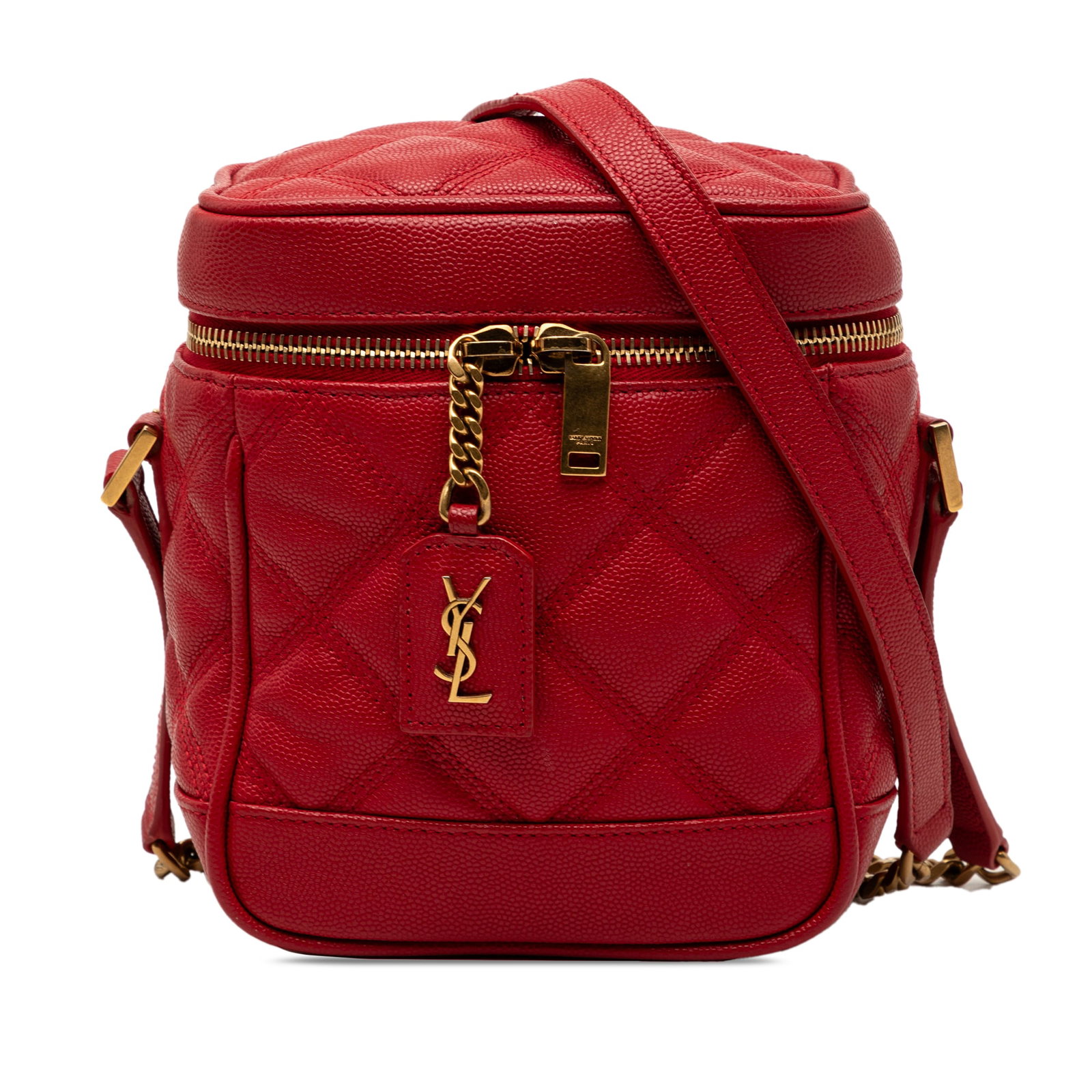 Saint Laurent Vanity Bag Grain de Poudre Quilted Leather Red (1 of 7)