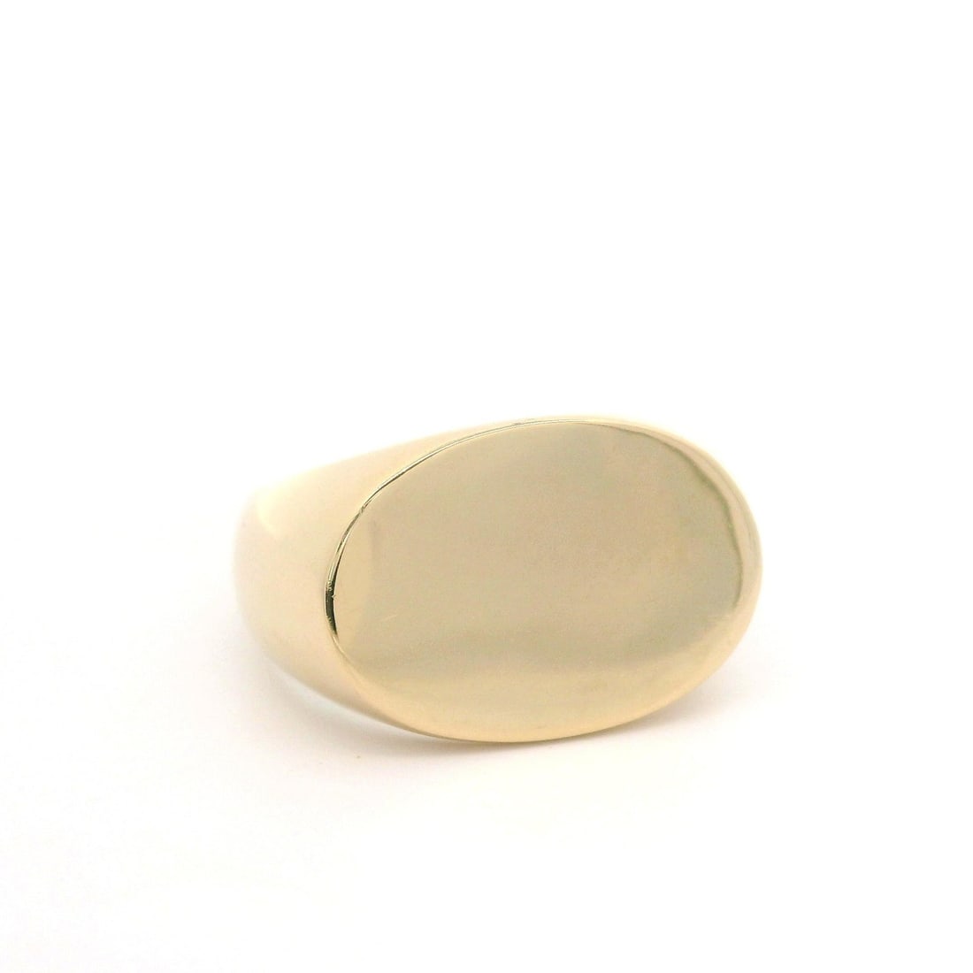 14k Yellow Gold Oval Signet Ring Engravable Size 5.5 (1 of 6)
