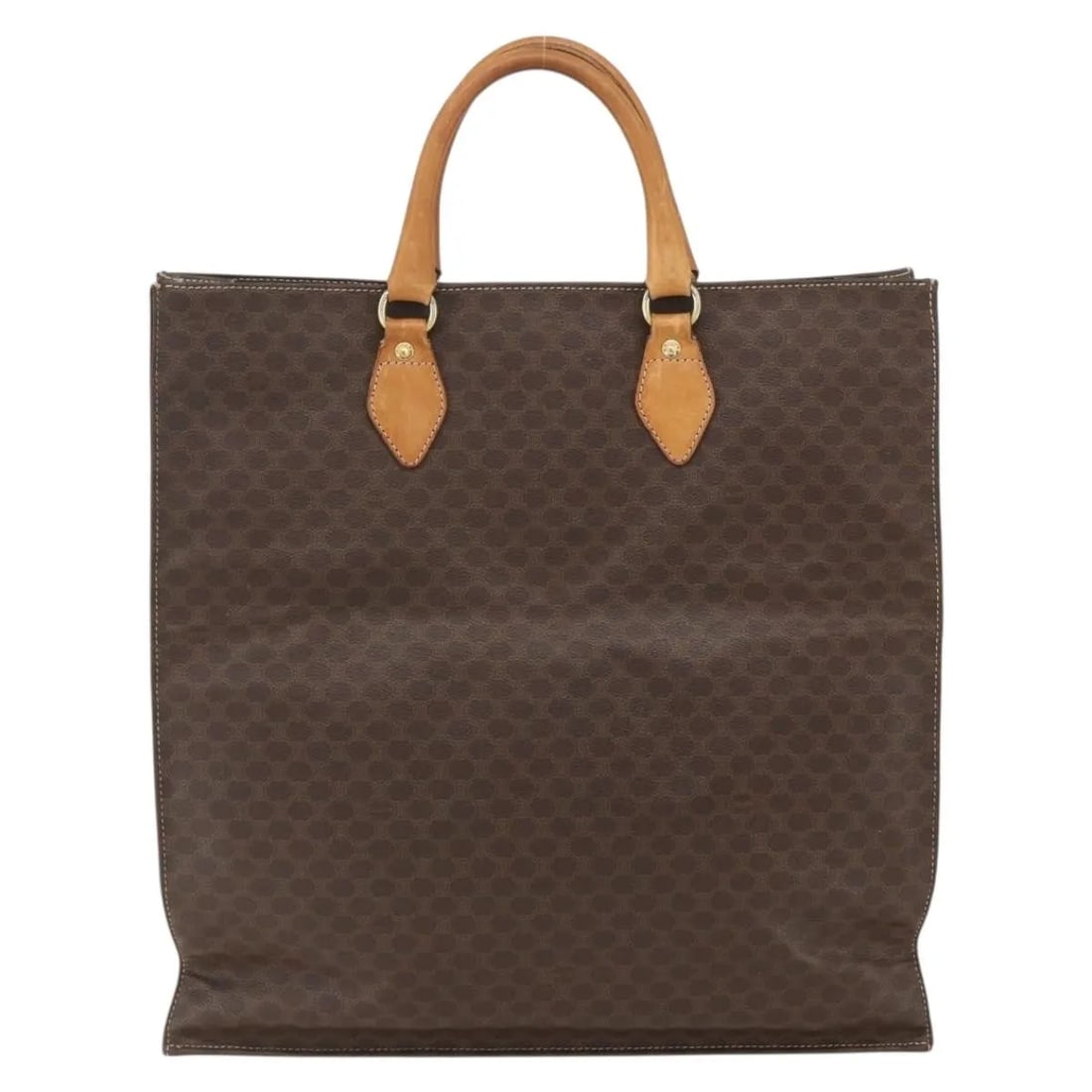 Celine Vintage Macadam Brown Canvas Tote Bag Italy: Celine Vintage Macadam Brown Canvas Tote Bag Italy This vintage Celine Macadam tote bag for women is crafted from brown canvas with leather detailing. It features a spacious interior suitable for ever