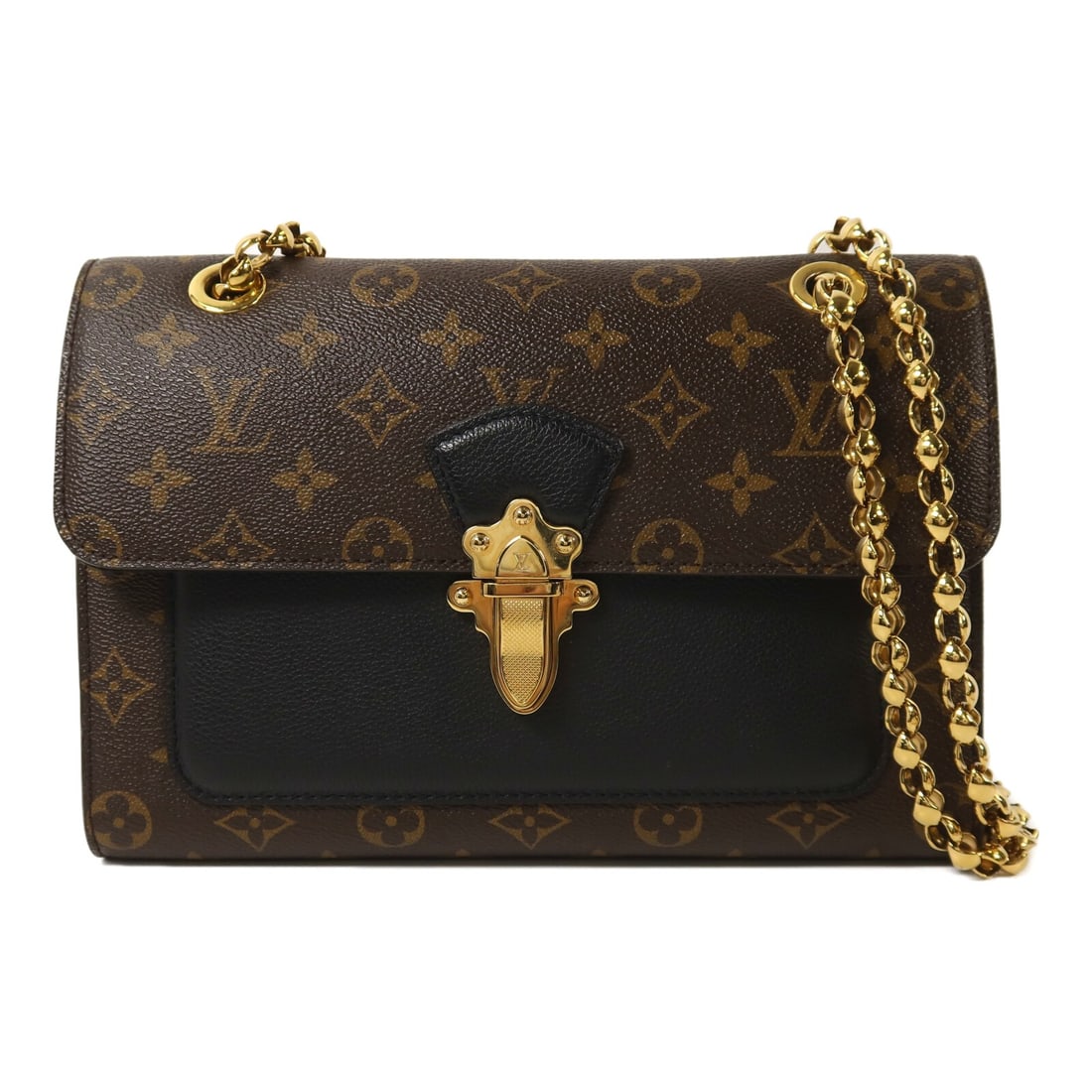 Louis Vuitton Victoire M41730 Monogram Shoulder Bag Brown Black: Louis Vuitton Victoire M41730 Monogram Shoulder Bag Brown Black Louis Vuitton Victoire Chain Shoulder Bag, model M41730, in Brown/Black Monogram and PVC coated canvas. This women's shoulder bag featur