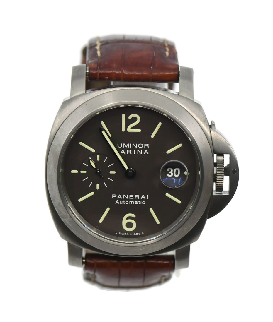 Panerai Luminor Marina PAM00240 Titanium Automatic Watch with Box: Panerai Luminor Marina PAM00240 Titanium Automatic Watch with Box Discover the Panerai Luminor Marina Titanium Watch PAM00240, a sophisticated wristwatch that combines elegance with functionality. Thi