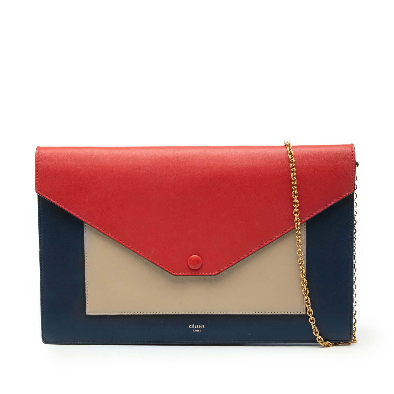 Celine Pocket Envelope Flap on Chain Large Tricolor Leather Bag (1 of 7)