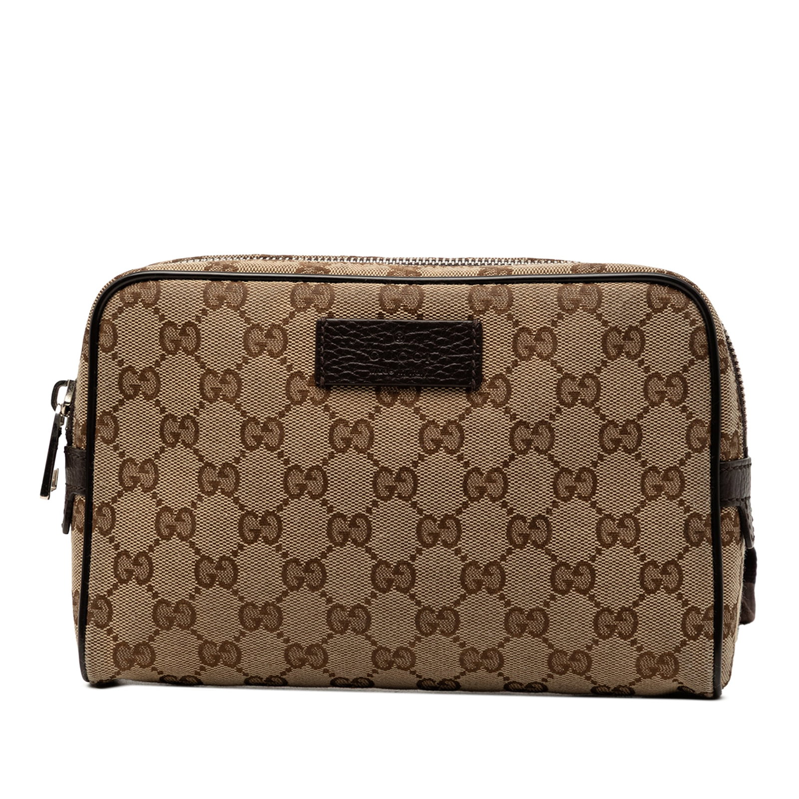 Gucci GG Canvas Waist Bag with Leather Trim Adjustable Strap: Gucci GG Canvas Waist Bag with Leather Trim Adjustable Strap This Gucci GG Canvas Belt Bag features a beige canvas body with leather trim, an adjustable waist strap with a buckle closure, a top zip cl