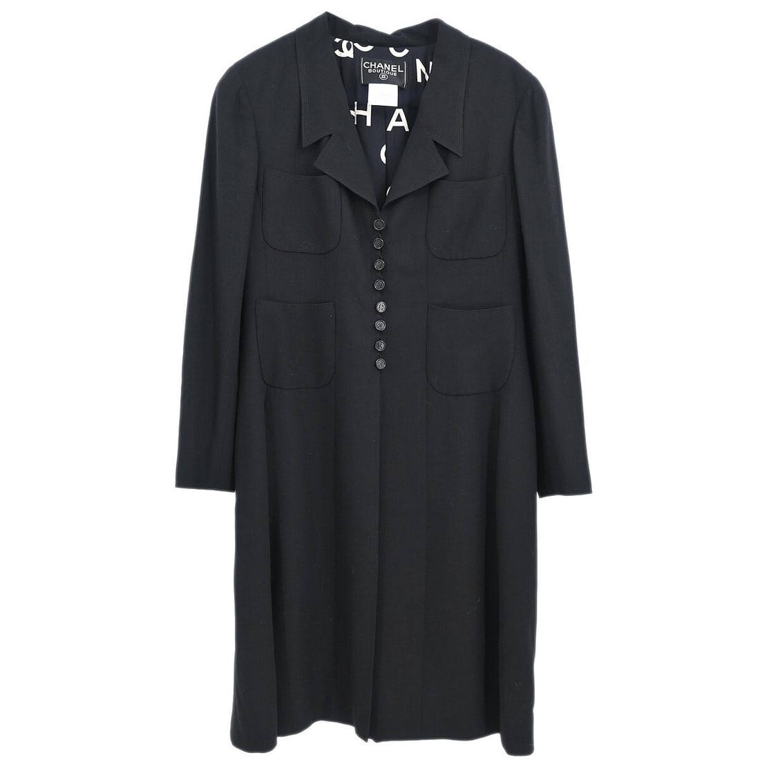 CHANEL 97P black wool single breasted women's jacket size 44 (1 of 10)