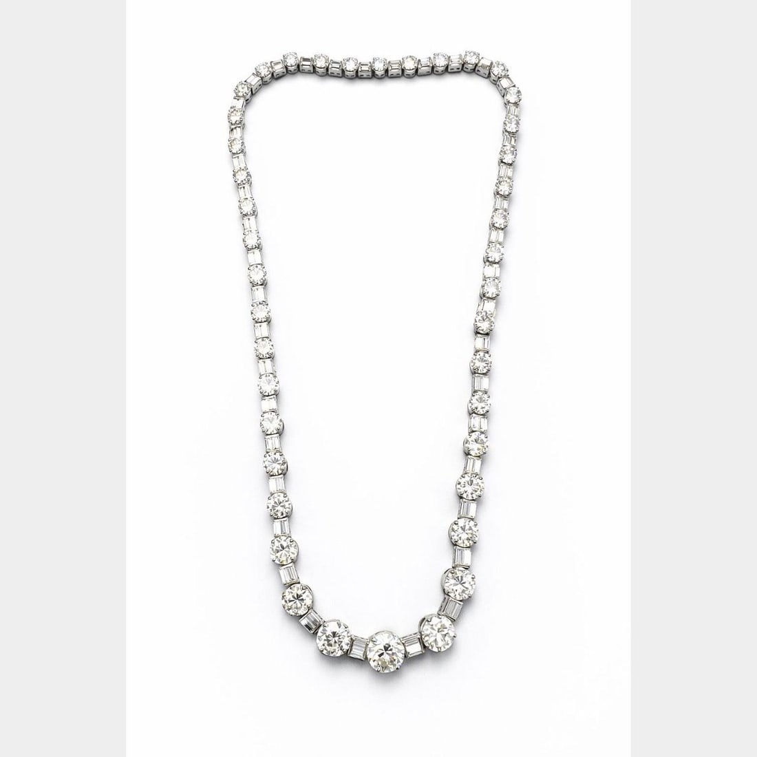 Art Deco Platinum Convertible Diamond Necklace or Two Bracelets 15.5 Inch: Art Deco Platinum Convertible Diamond Necklace or Two Bracelets 15.5 Inch This Art Deco platinum piece features a versatile design that can be worn as a necklace or separated into two bracelets. The p