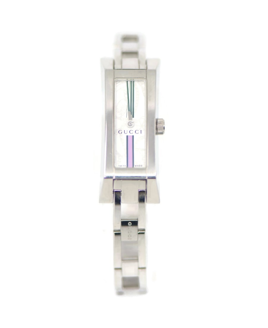 Women's Gucci 110 Stainless Steel Wristwatch with Box 36x14mm: Women's Gucci 110 Stainless Steel Wristwatch with Box 36x14mm This Gucci women's wristwatch features a stainless steel case and is made in Switzerland. The case measures 36 x 14 mm and fits wrists up 