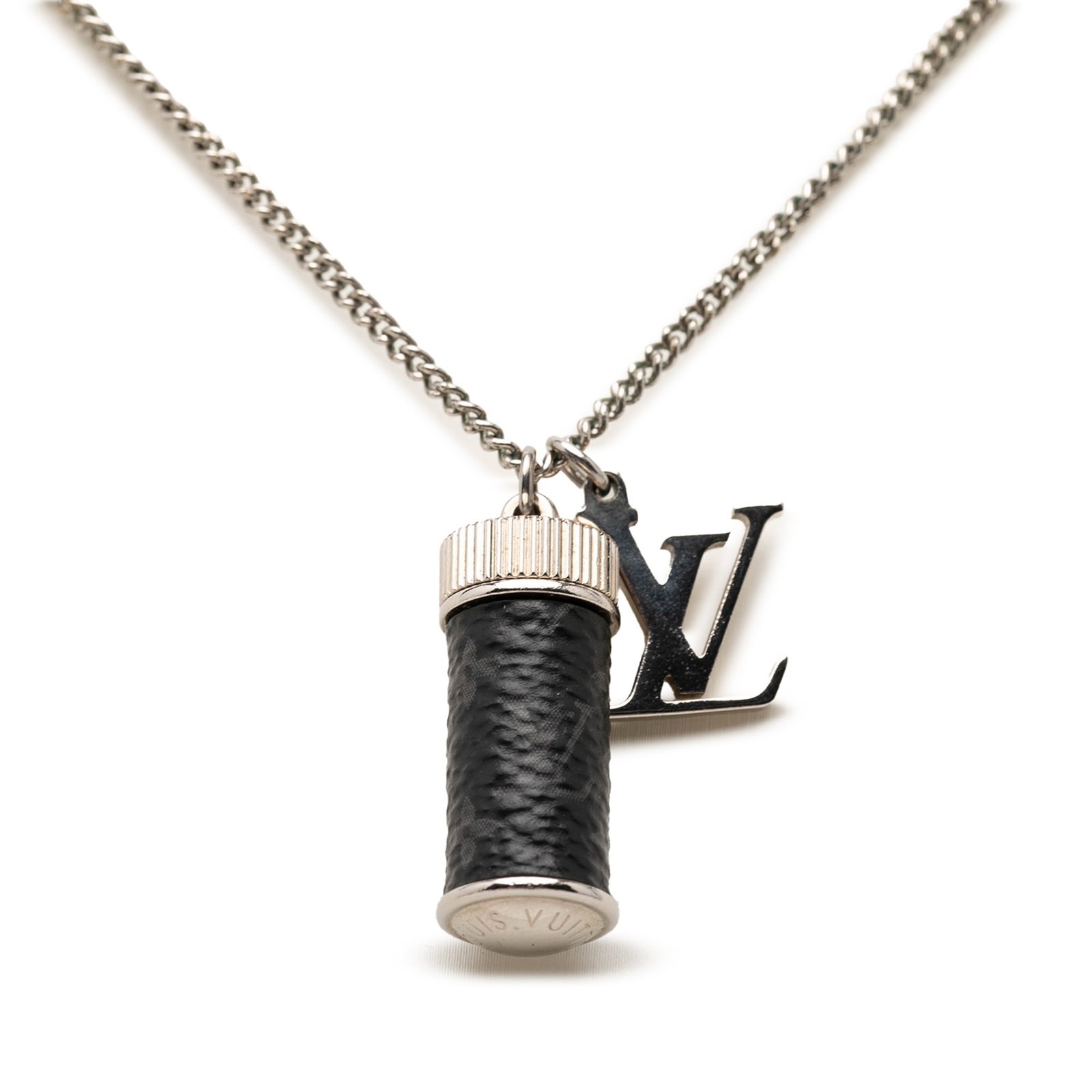 Louis Vuitton silver tone charm pendant necklace brass (1 of 9)