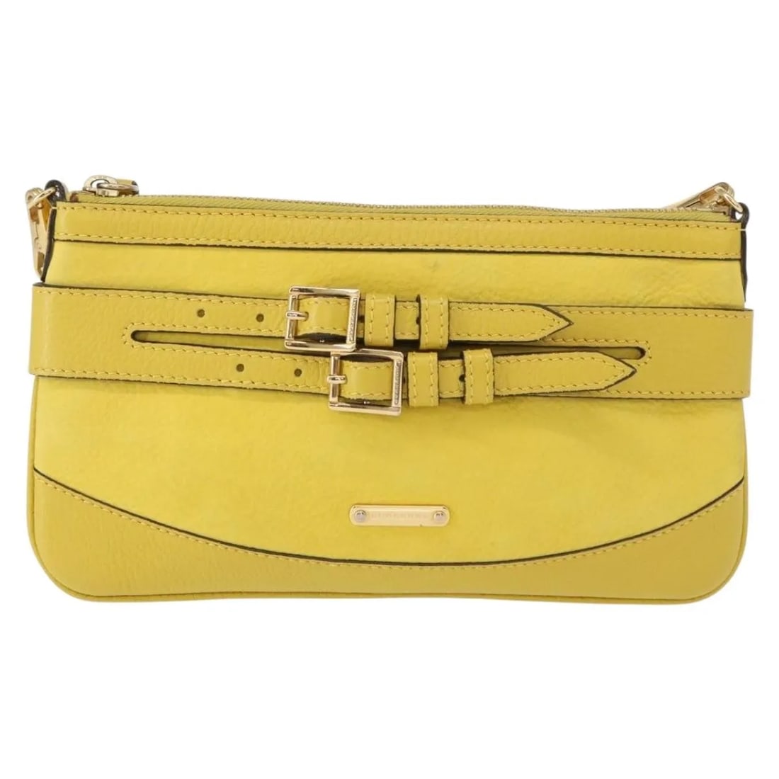 Burberry Vintage Yellow Leather Shoulder Bag: Burberry Vintage Yellow Leather Shoulder Bag This vintage Burberry shoulder bag for women features yellow leather construction and a compact design. It shows typical signs of use, including slight rub