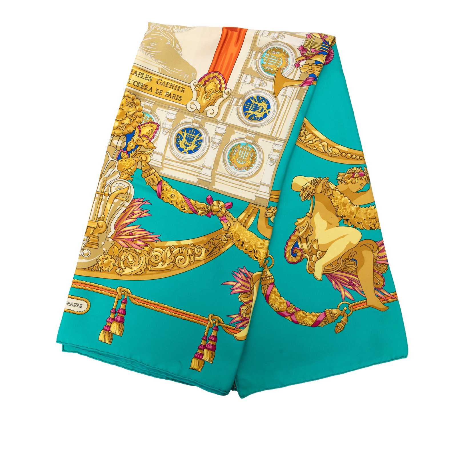 Hermes Hommage a Charles Garnier 90 Silk Scarf Blue (1 of 7)