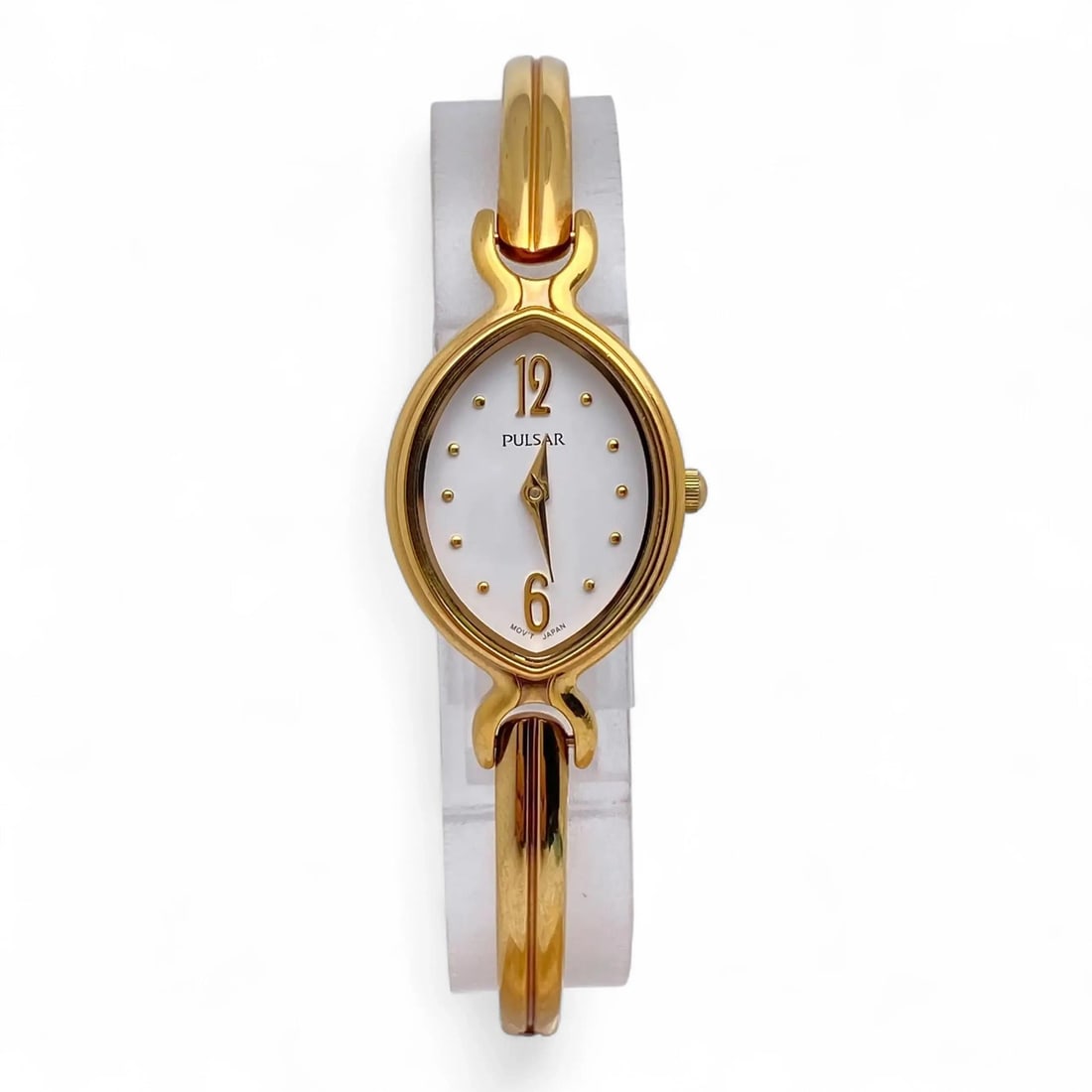 Ladies Pulsar Quartz Bracelet Watch Gold Tone Steel White Sunburst Dial (1 of 4)