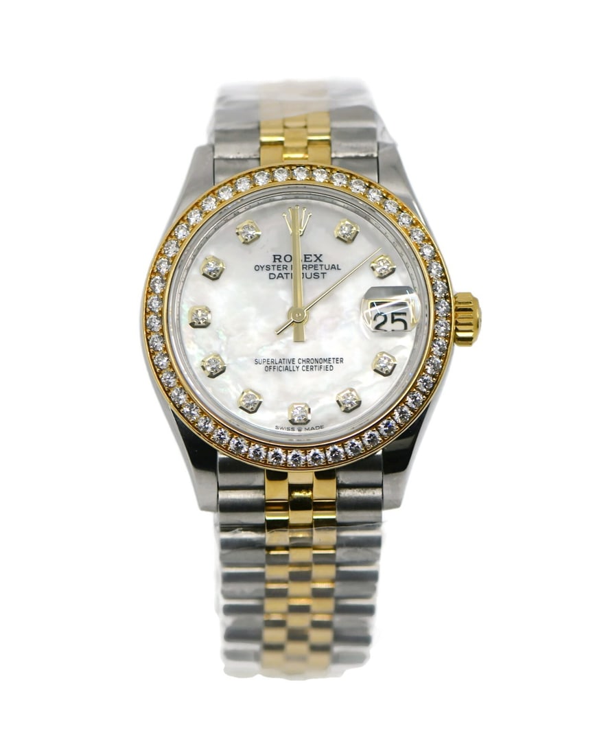 Rolex Datejust 31mm Diamond 18K Stainless Steel Watch Ref 278383RBR: Rolex Datejust 31mm Diamond 18K Stainless Steel Watch Ref 278383RBR This stunning Rolex Datejust 31 combines elegance with functionality, featuring a luxurious diamond bezel and a captivating diamonds